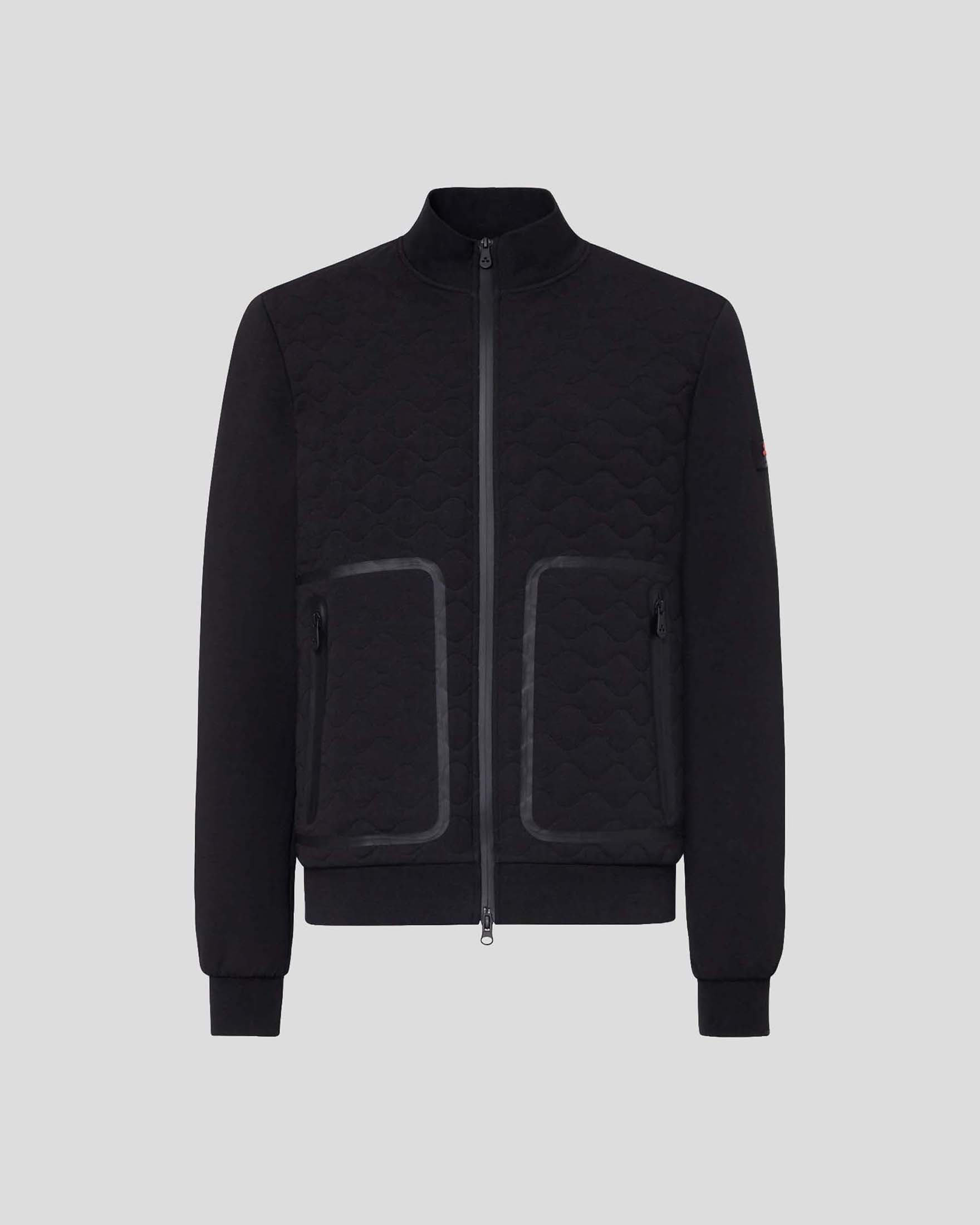 Giubbino Kyarr Peuterey nero in jersey con pannello frontale in tessuto trapuntato ad onde