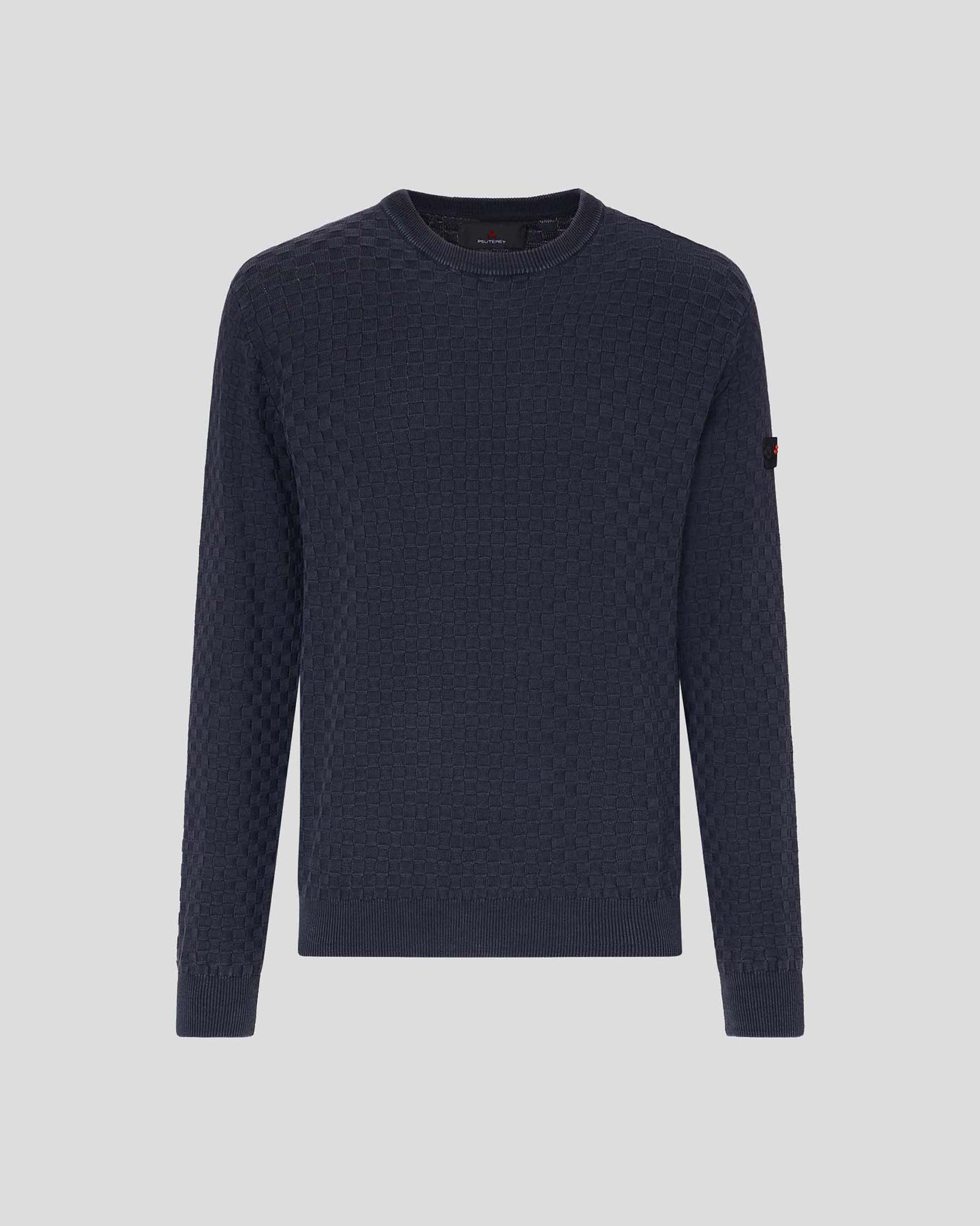 Maglia Omnium Peutereu blu in puro cotone con lavorazione testurizzata