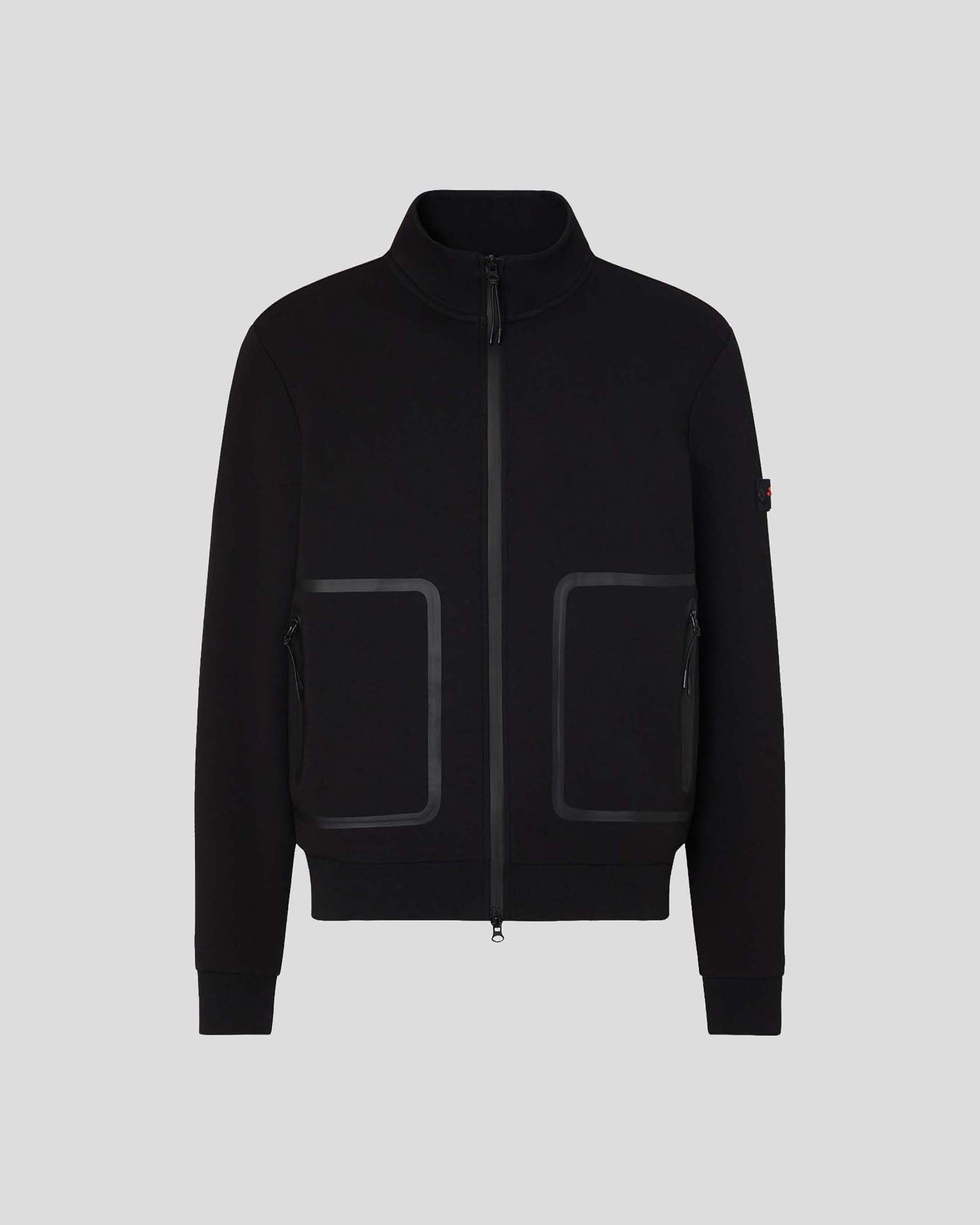 Felpa Scott nera in cotone stretch con zip termonastrate
