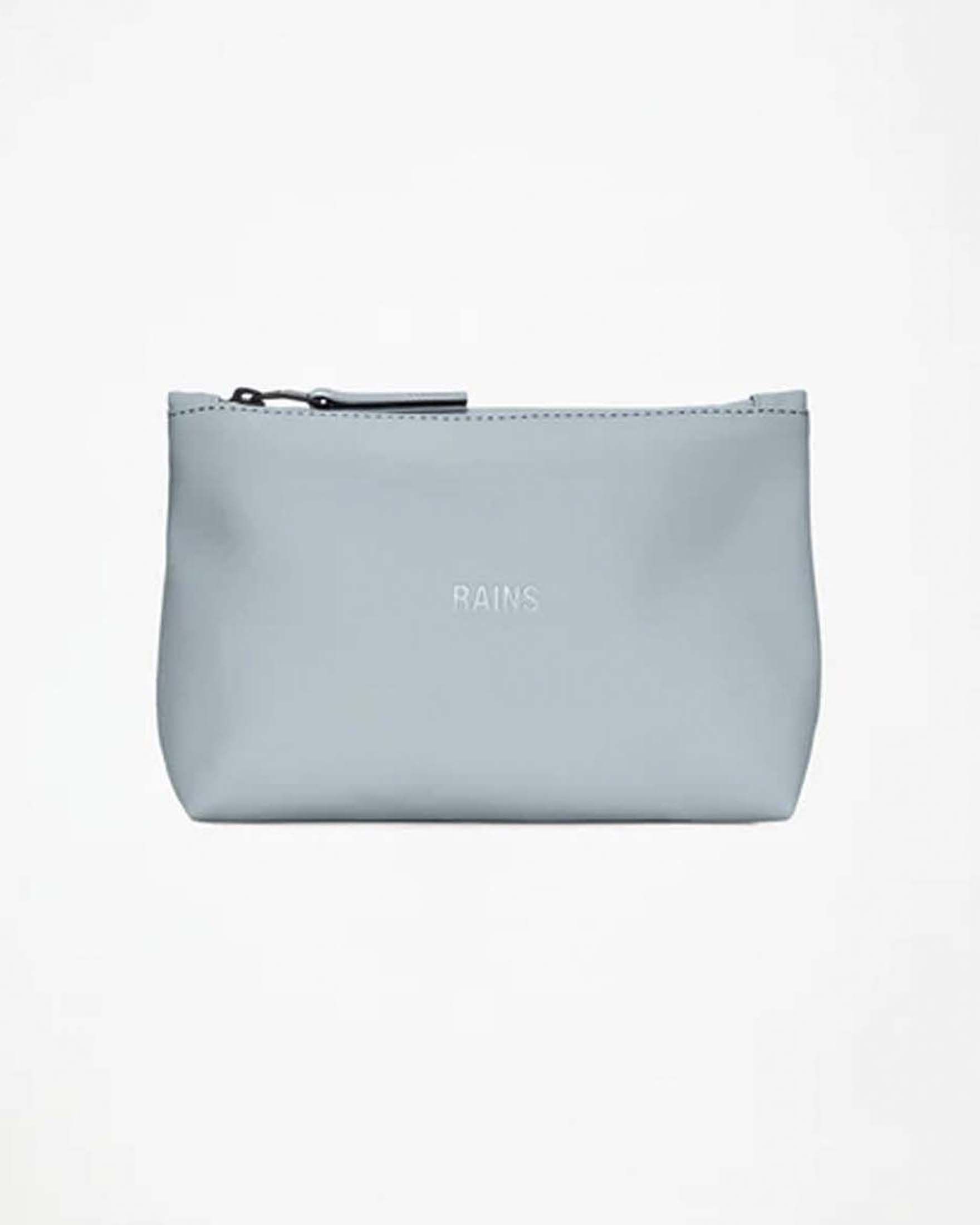 Cosmetic bag grigia Rains in tessuto impermeabile effetto gommato con scritta logo