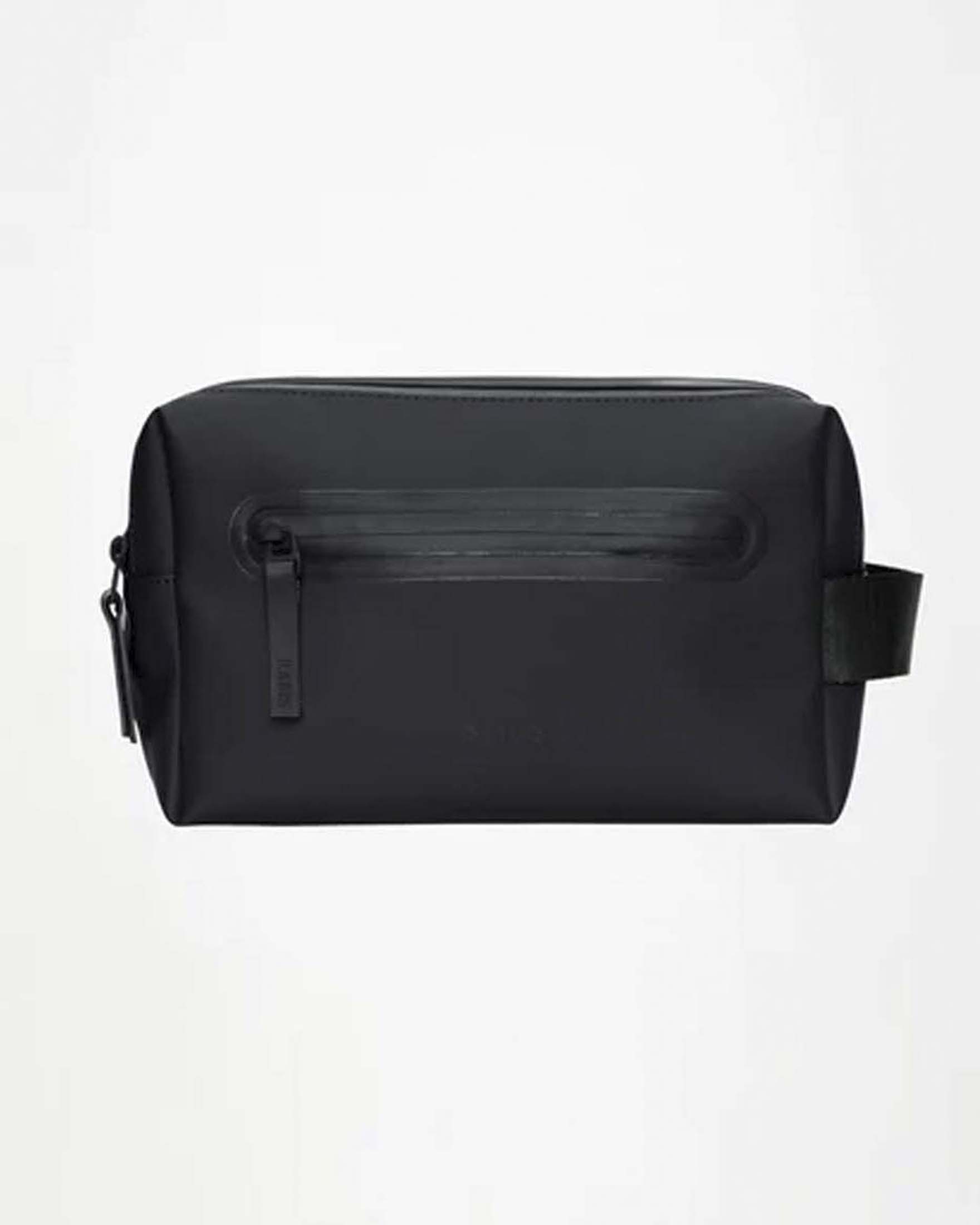 Wash Bag Zip nera Rains in tessuto impermeabile dal finish opaco