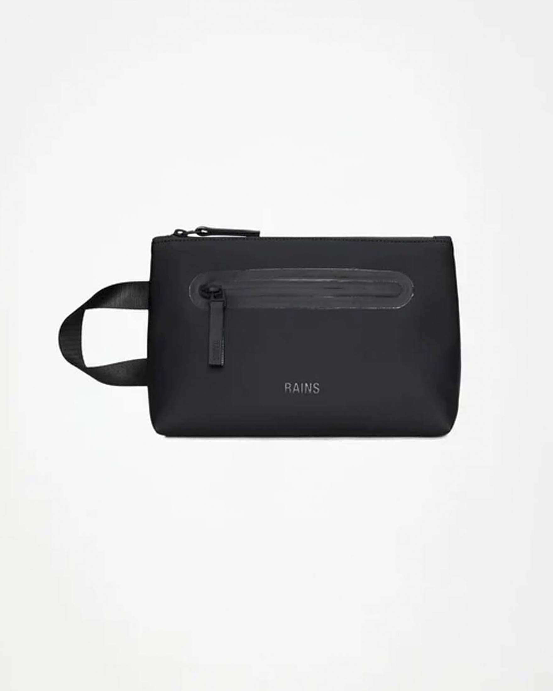 Cosmetic bag large nera Rains in tessuto impermeabile effetto gommato con zip termonastrata