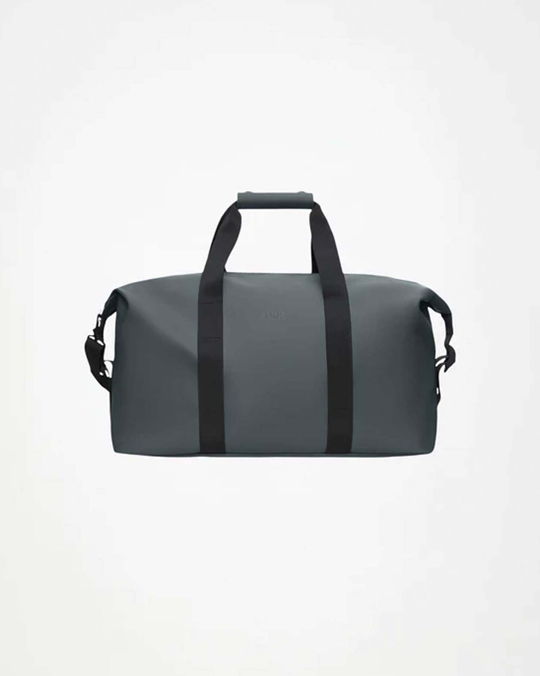 Borsa Rains Weekend Bag antracite in tessuto impermeabile effetto gommato con tracolla removibile