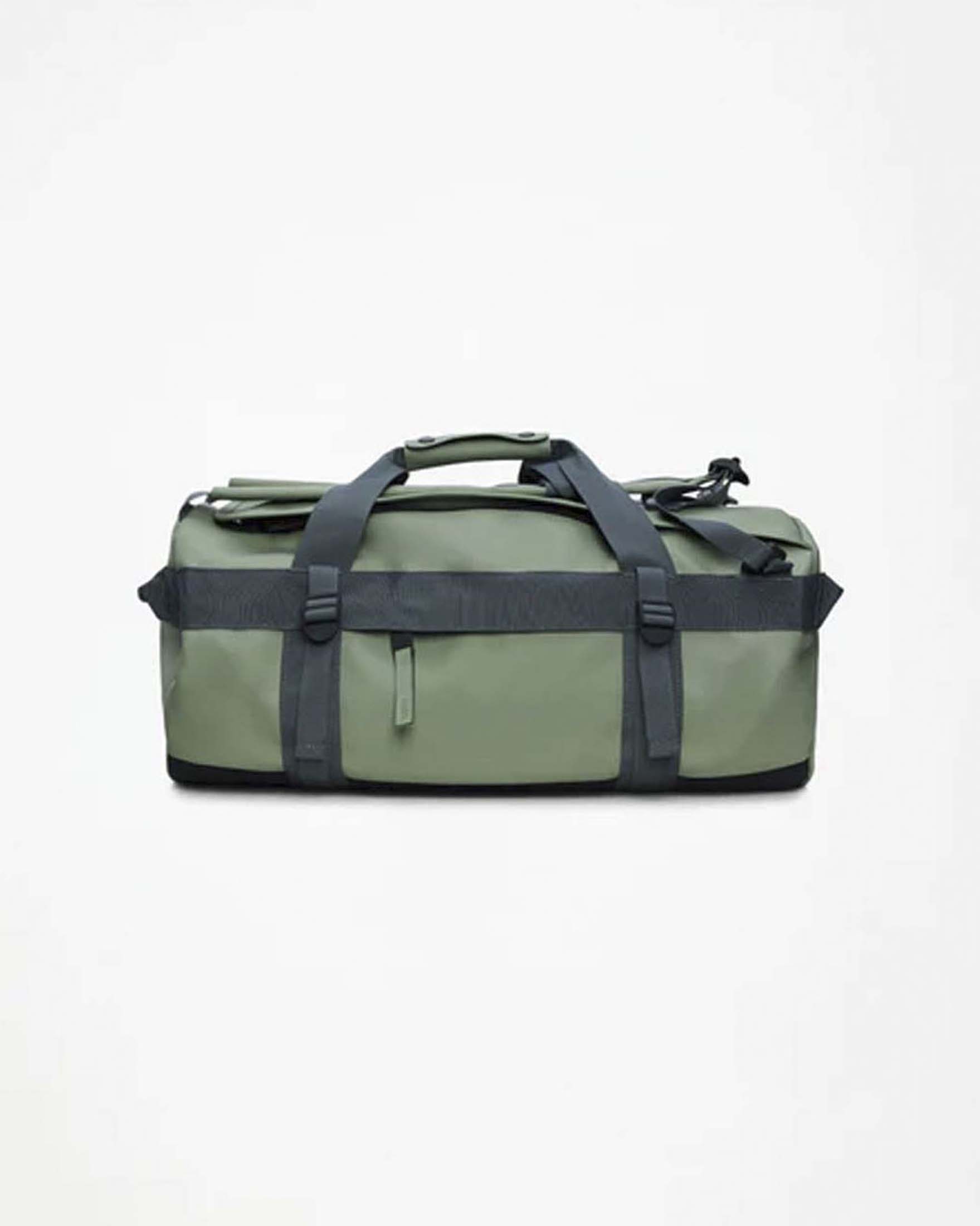 Borsone da viaggio Duffel Bag Small verde salvia in tessuto tecnico impermeabile effetto gommato