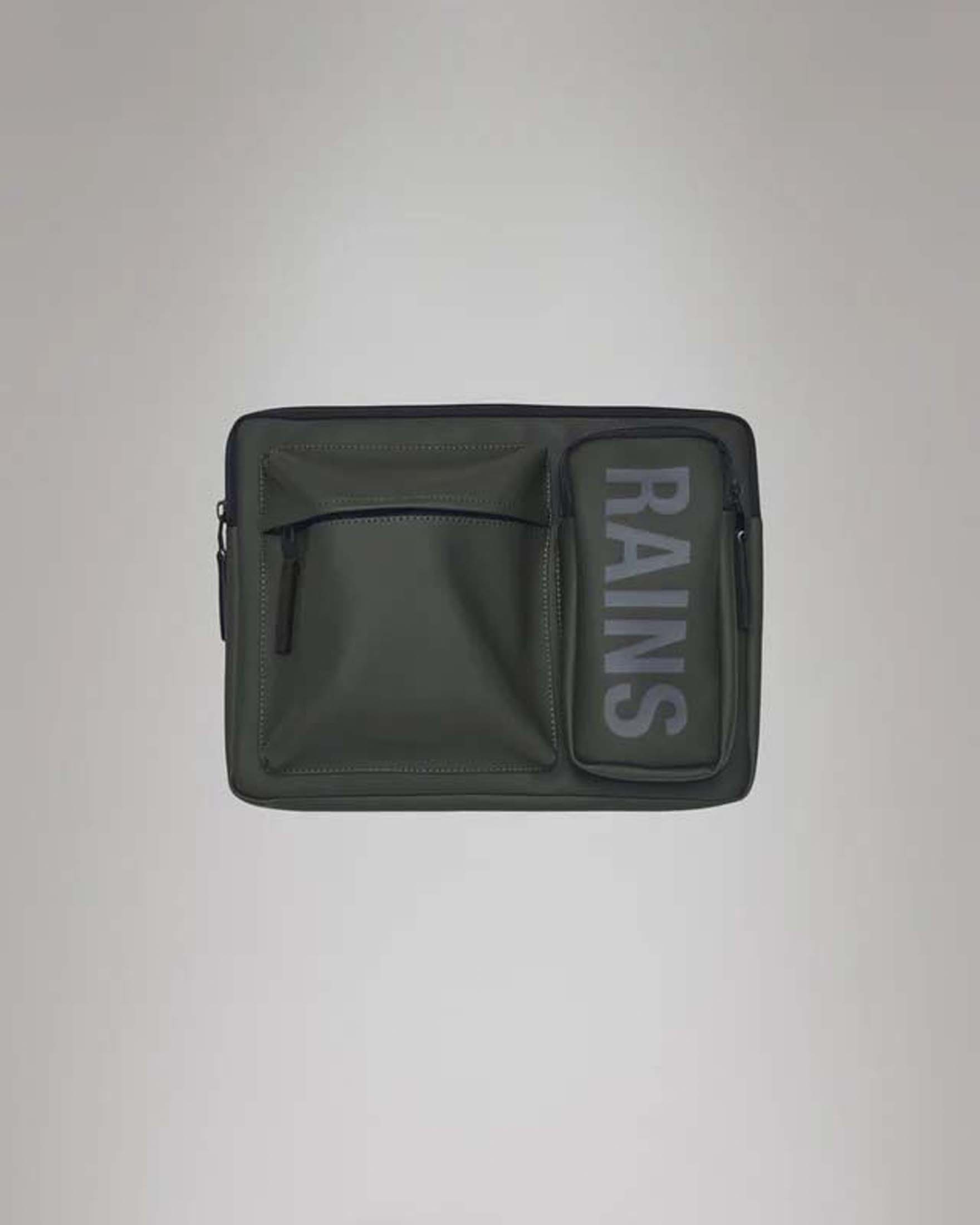 Texel Laptop Case Rains verde militare in tessuto impermeabile effetto gommato