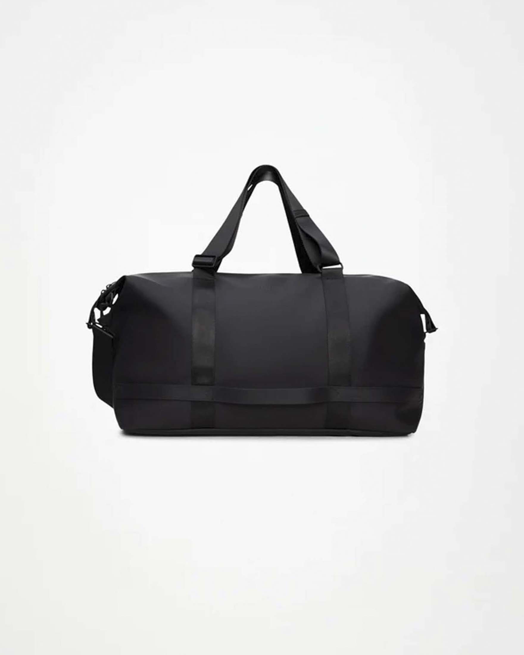 Borsone da viaggio OTG Weekend bag nero in tessuto tecnico impermeabile effetto gommato