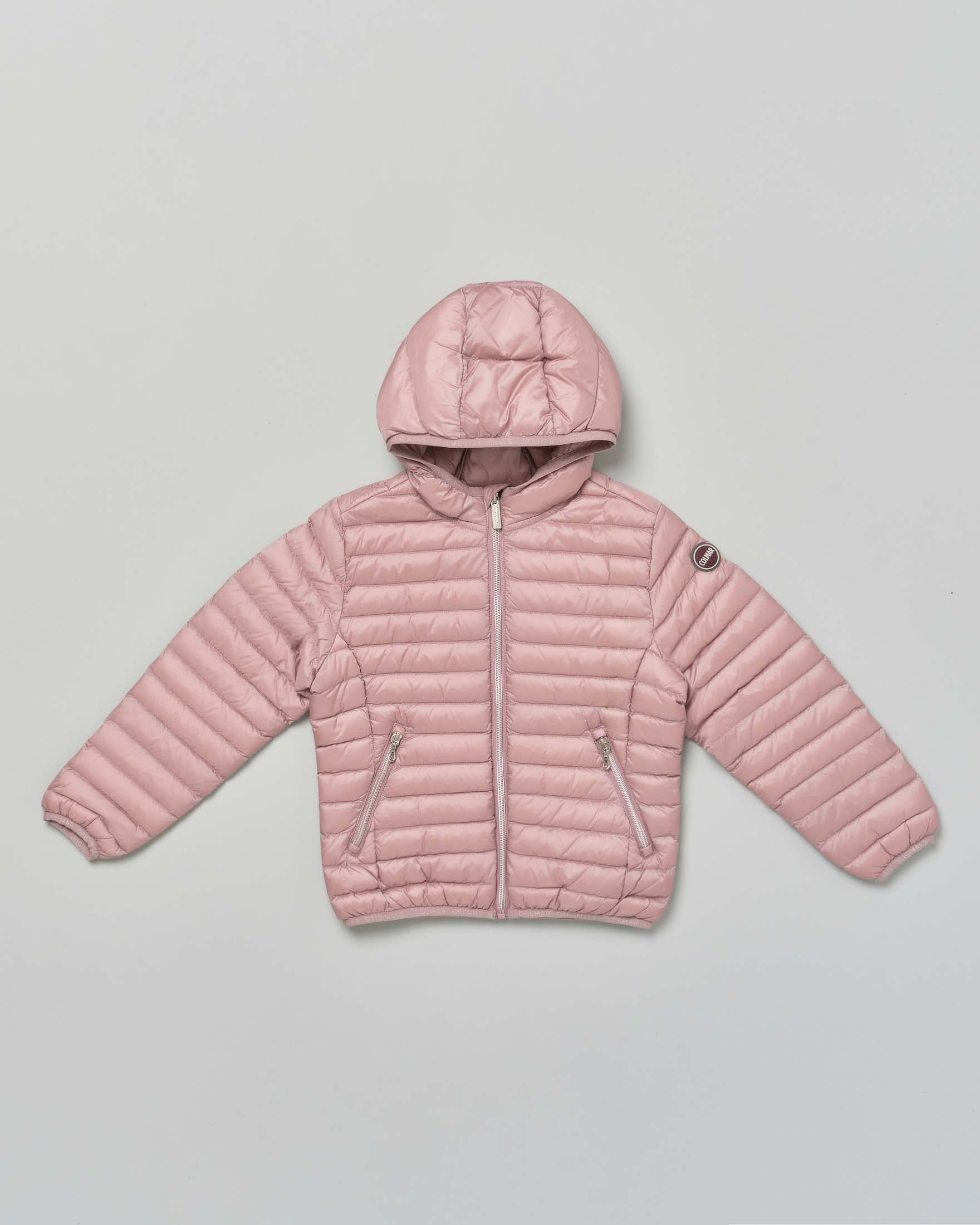 Piumino Colmar rosa cipria in nylon imbottito e trapuntato con cappuccio