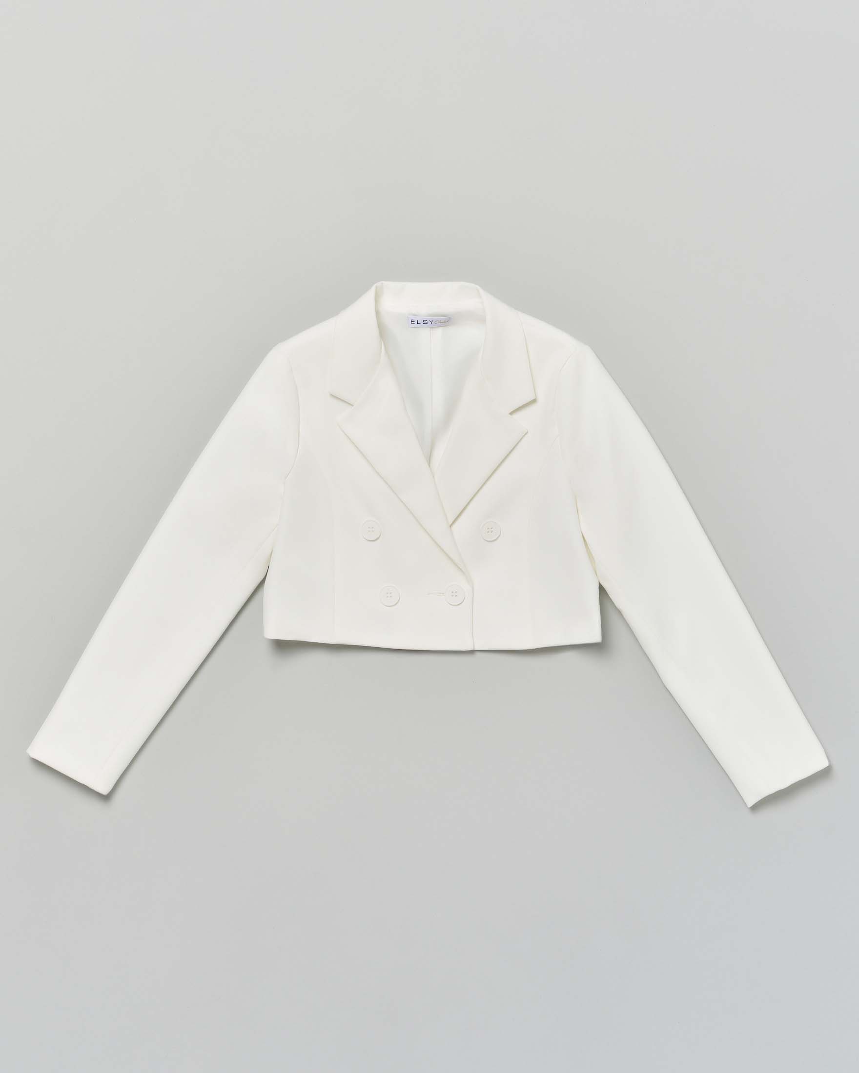 Blazer cropped avorio doppio petto