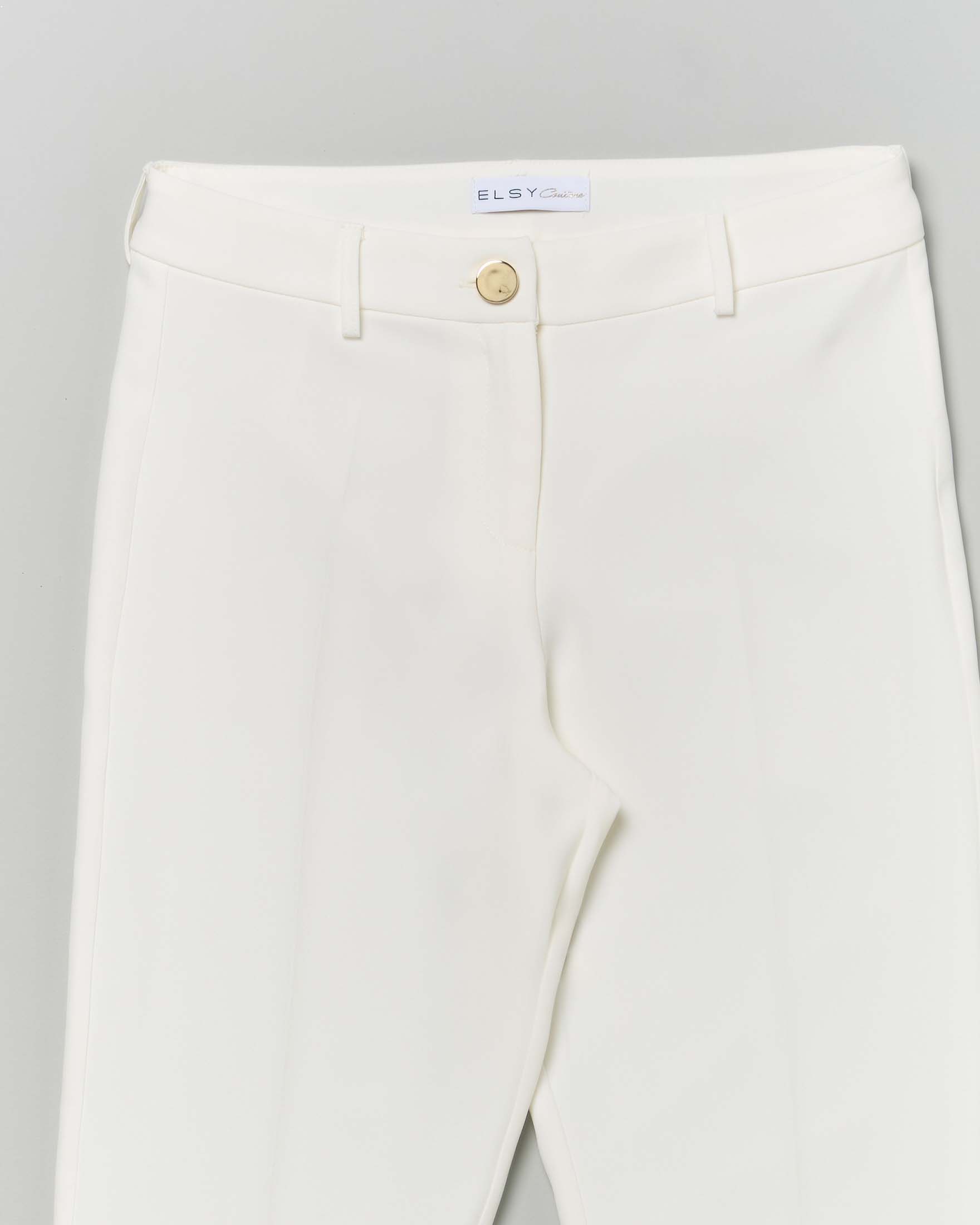 Pantalone flare Elsy avorio in tessuto cady stretch image