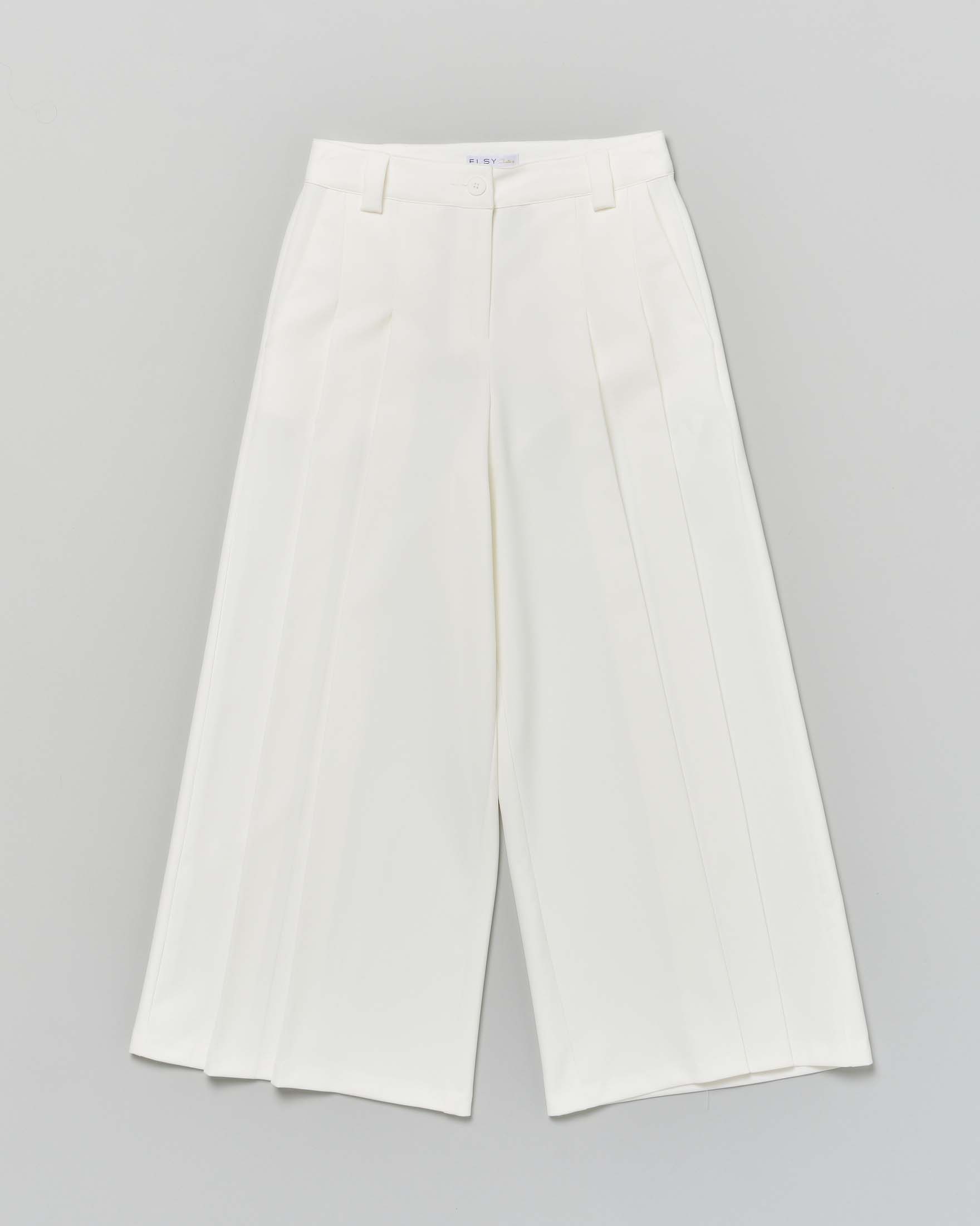 Pantalone palazzo Elsy avorio con pinces