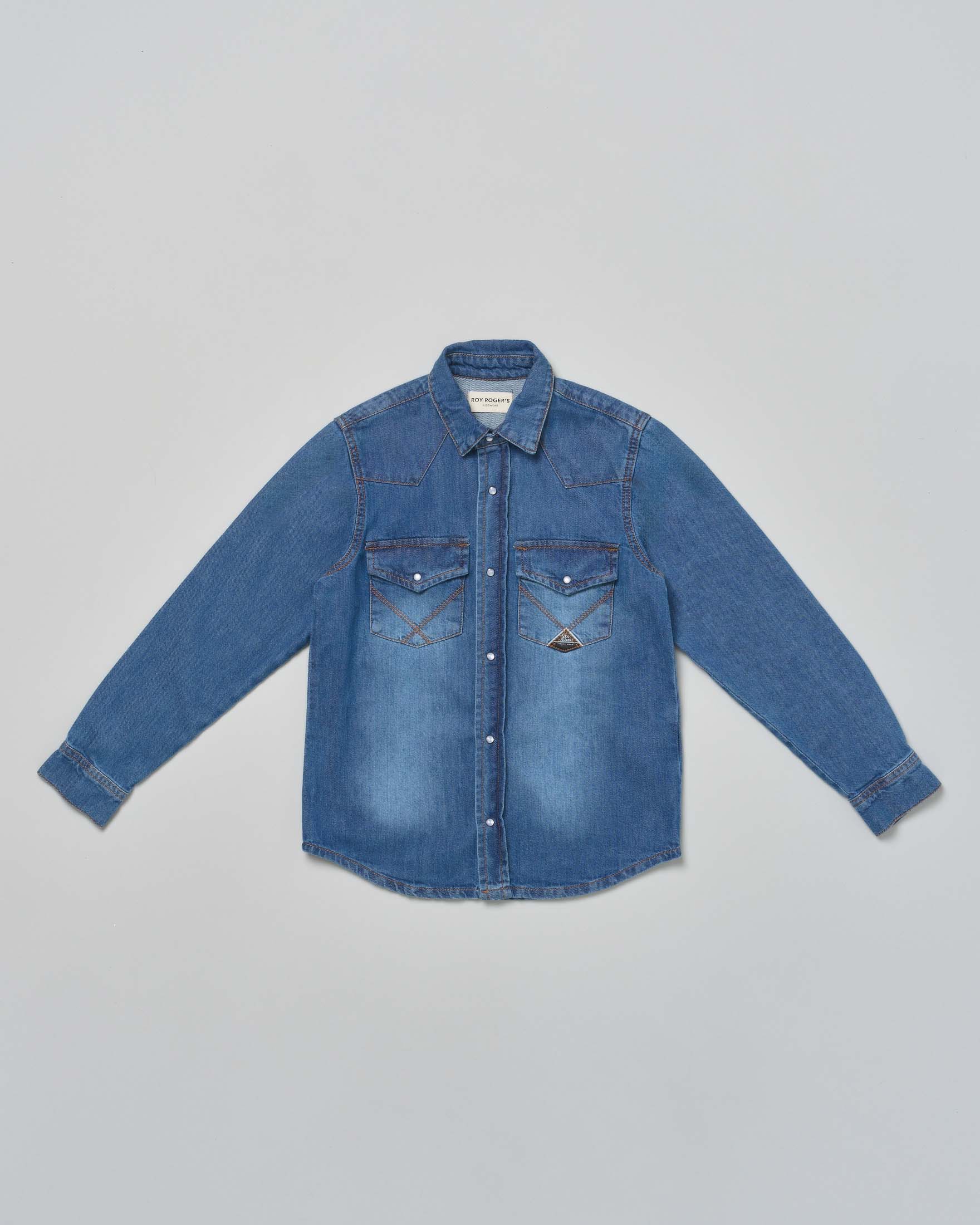 Camicia Roy Roger's in denim lavaggio scuro stone washed