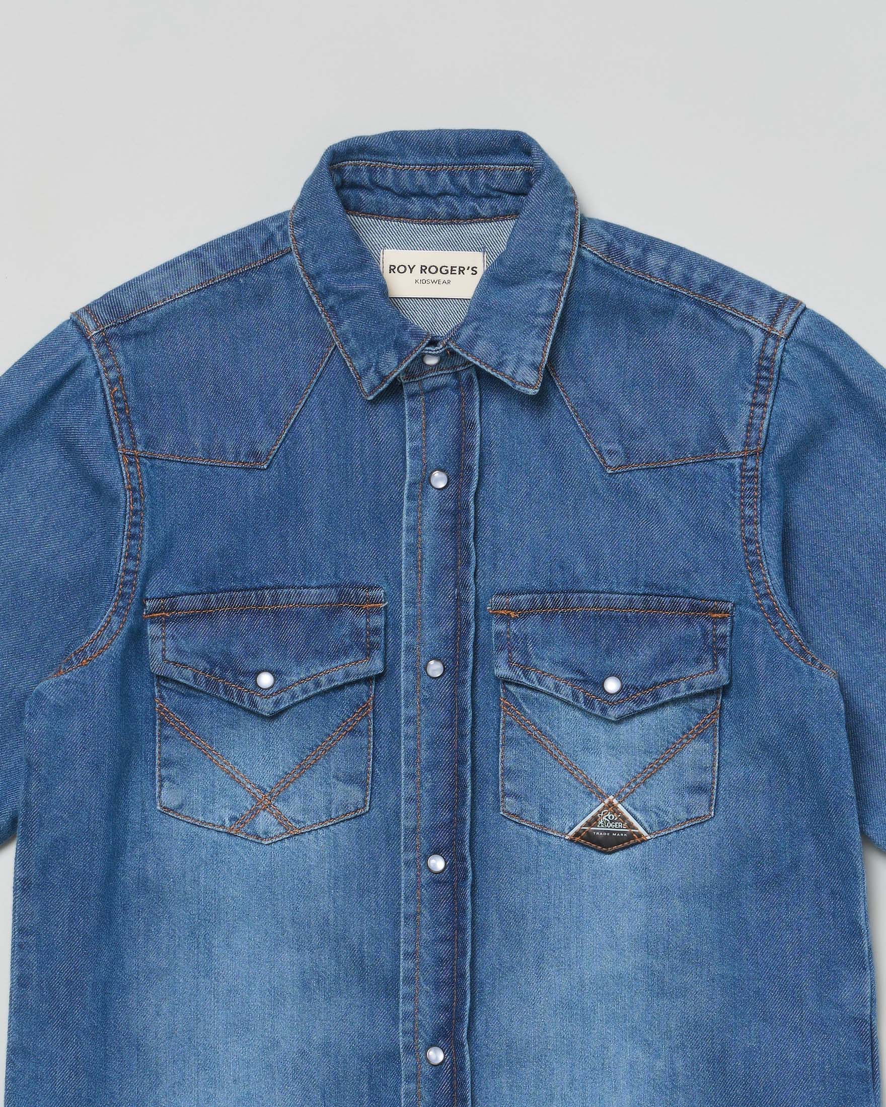 Camicia Roy Roger's in denim lavaggio scuro stone washed image
