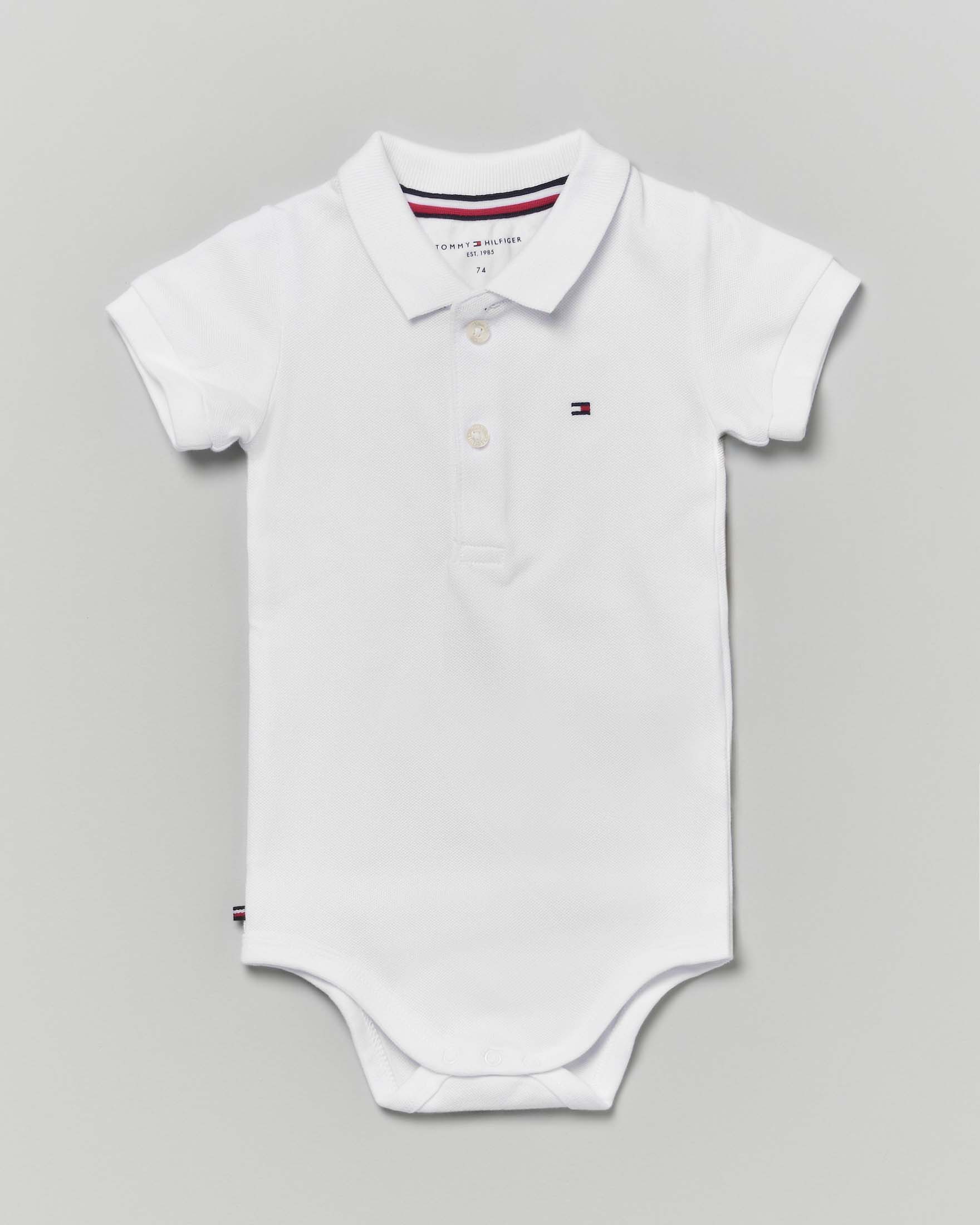 Body Tommy Hilfiger bianco modello polo in cotone stretch