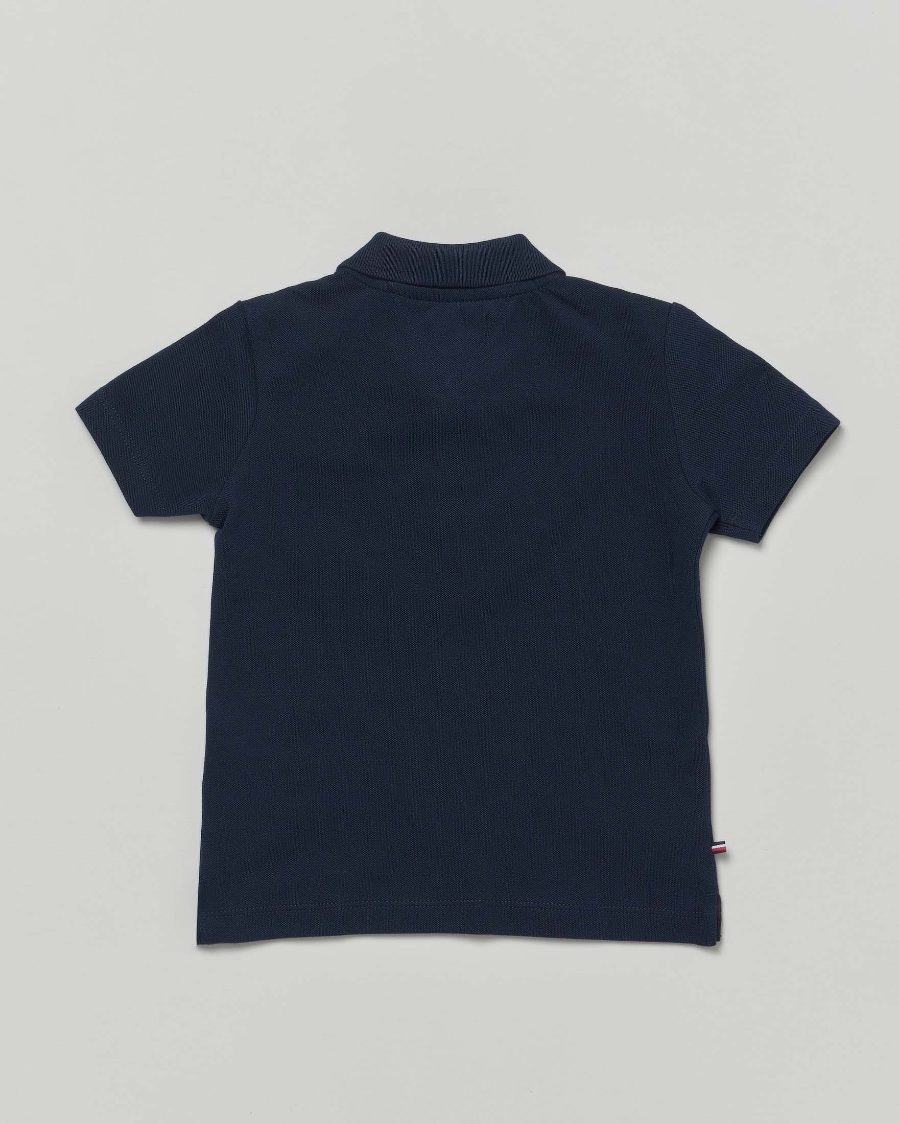 Polo blu Tommy Hilfiger in piquet tinta unita con logo bandiera icon