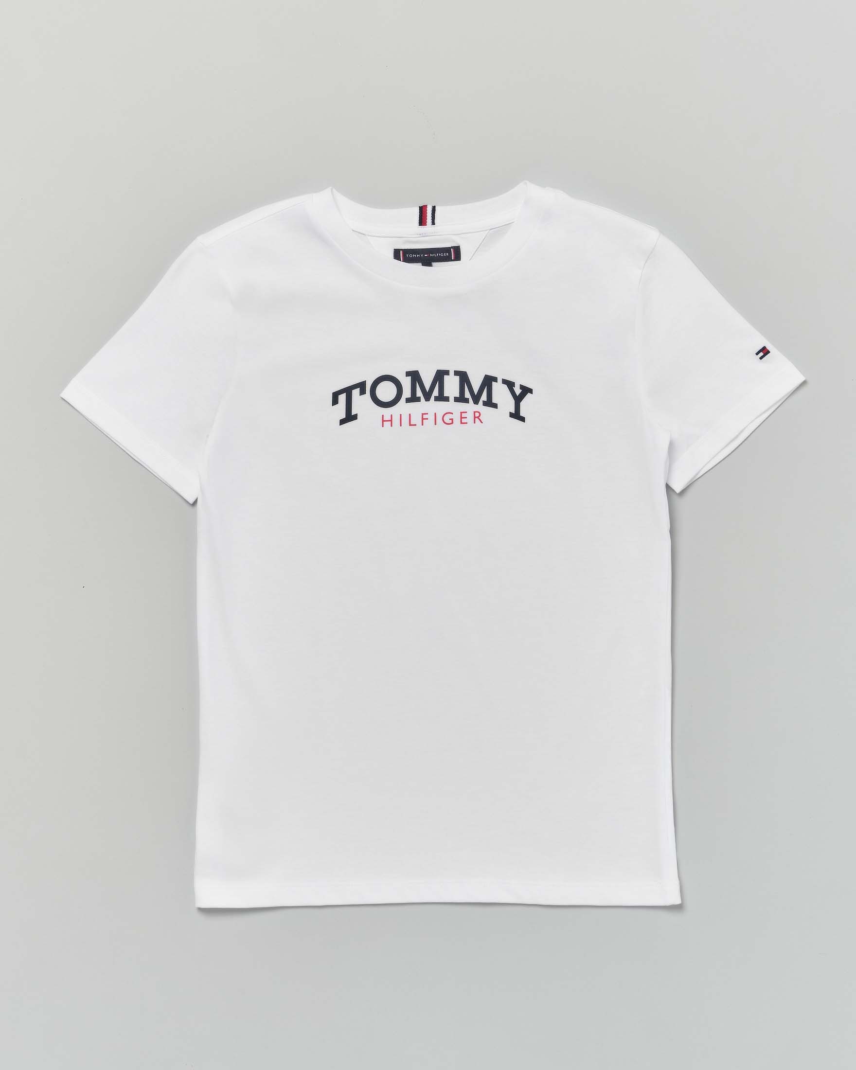 T-shirt Tommy Hilfiger bianca in puro cotone con scritta logo