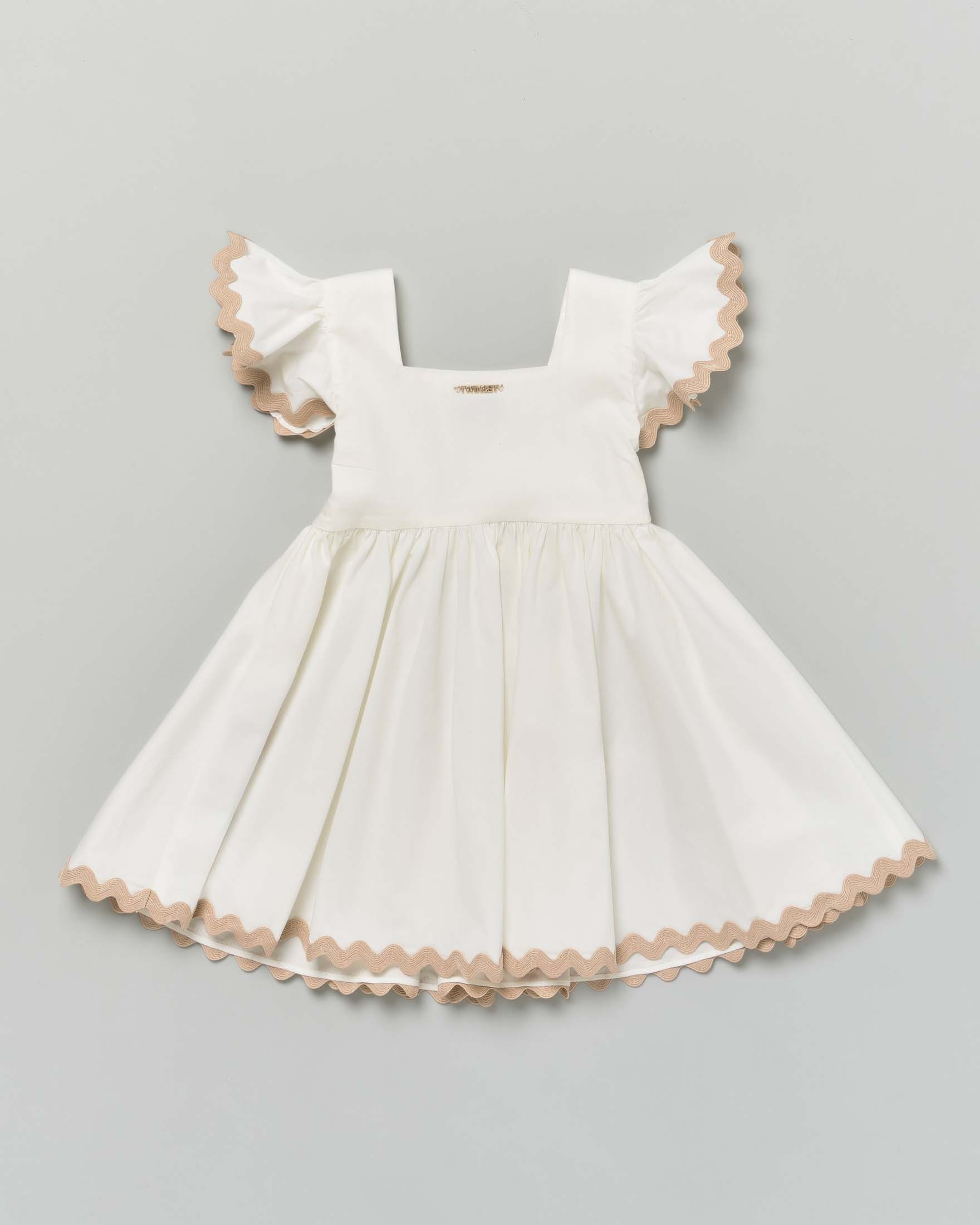 Abito fit and flare avorio Twinset in raso con gonna a faldoni image
