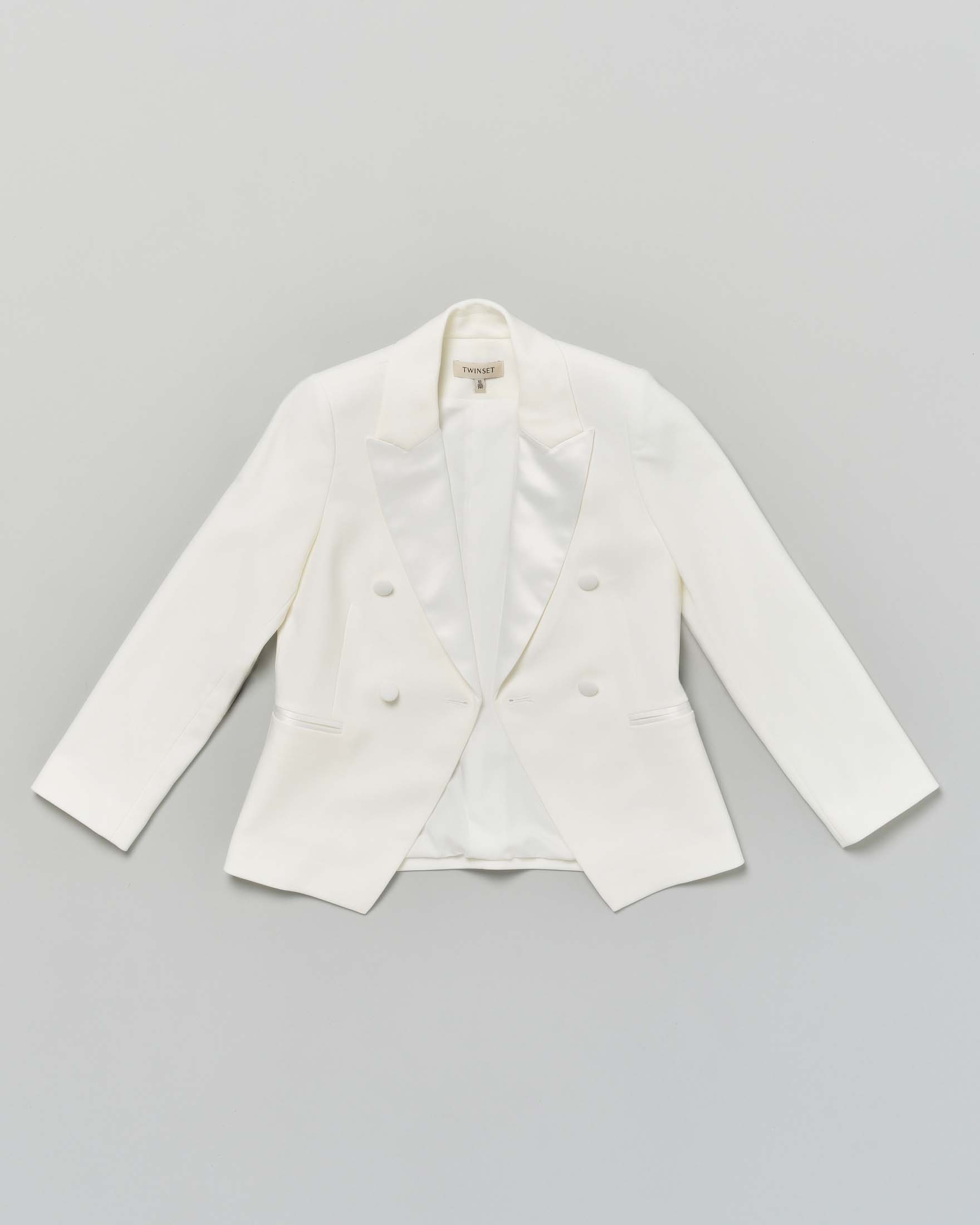 Giacca blazer Twinset in crêpe e duchesse avorio