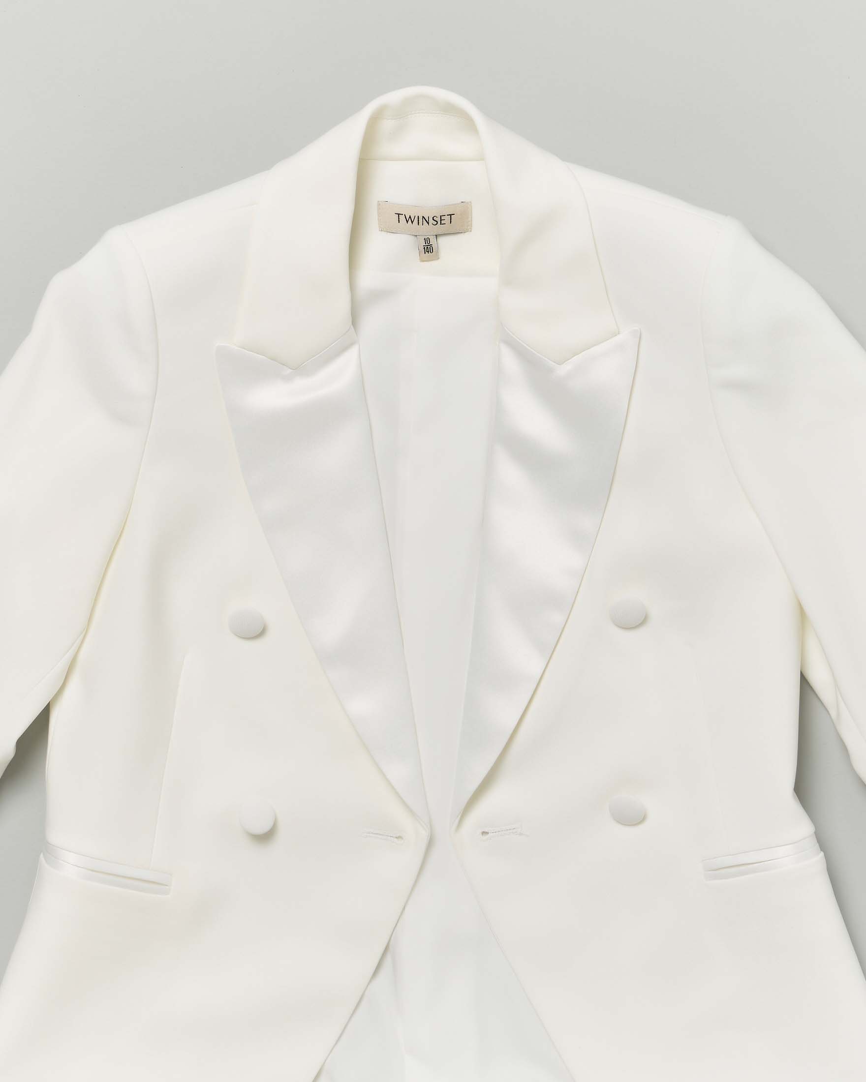 Giacca blazer Twinset in crêpe e duchesse avorio image