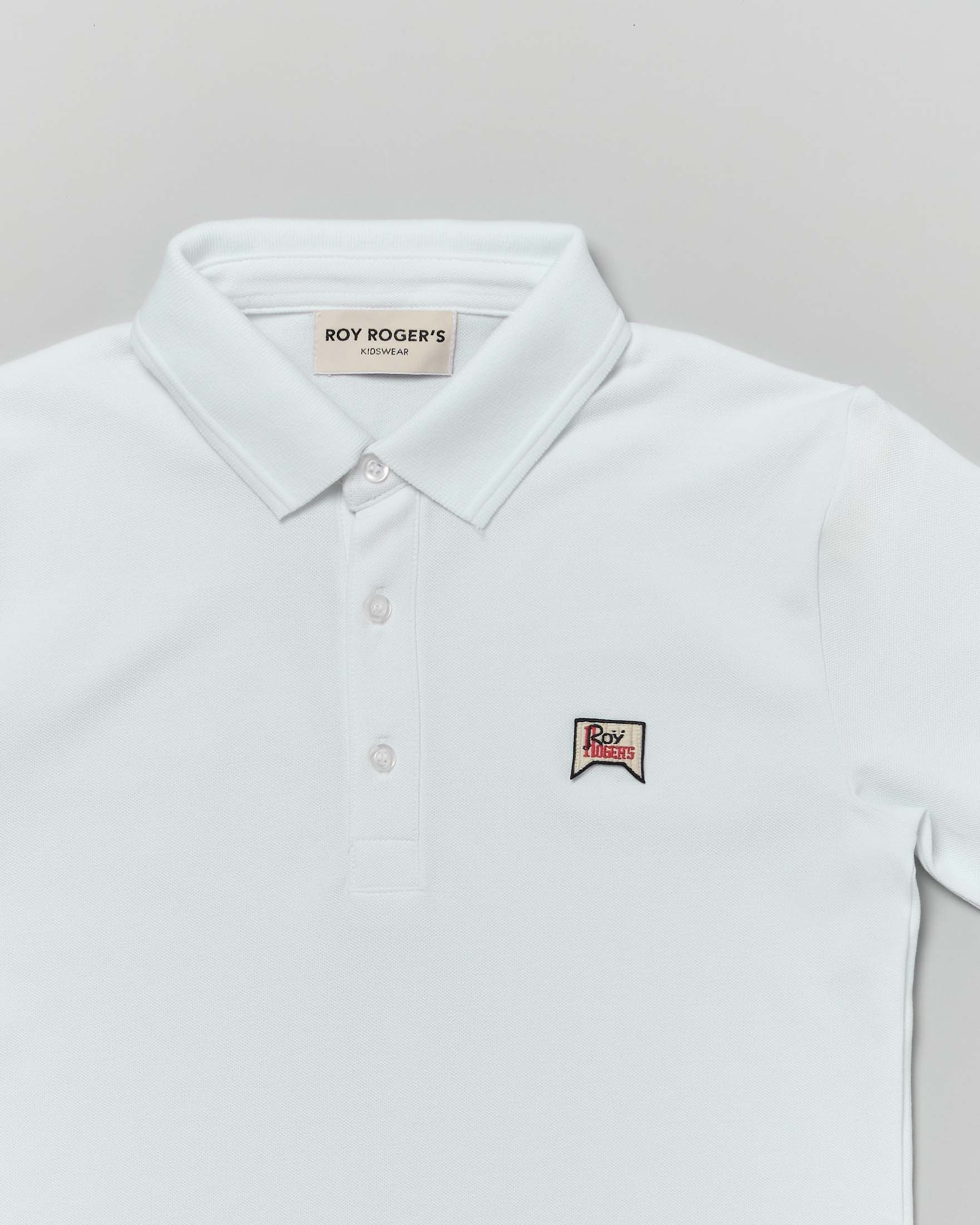 Polo bianca Roy Roger's mezza manica in piquè di cotone con logo ricamato image