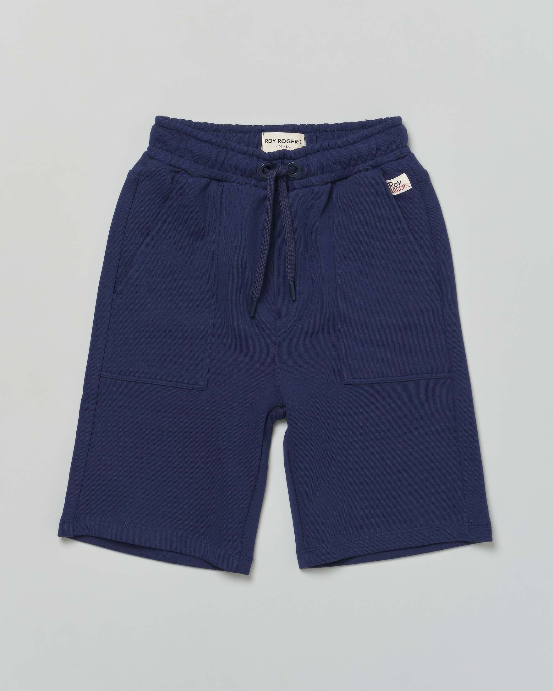 Bermuda blu Roy Roger's in felpa di puro cotone garzato