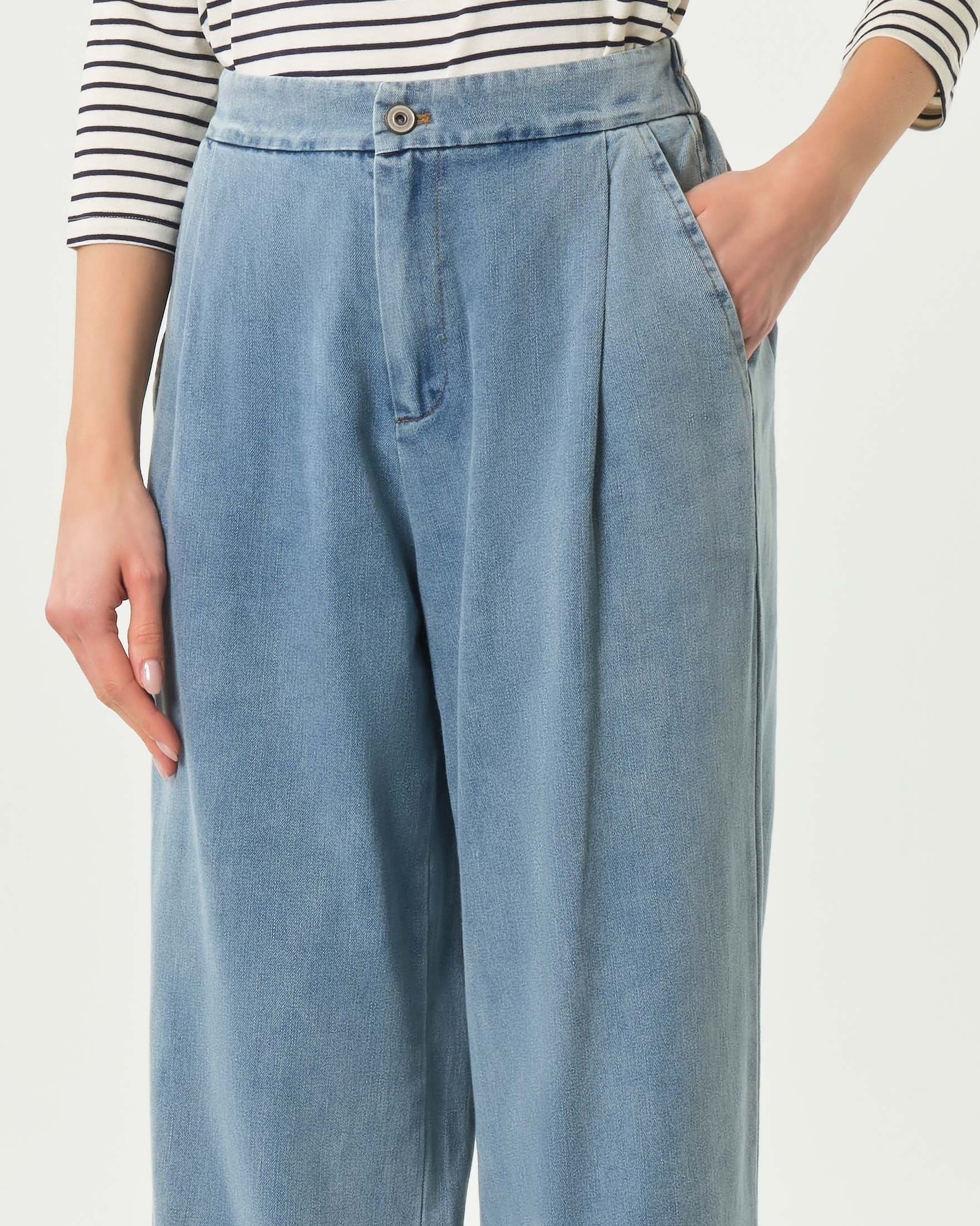 Jeans wide leg Hlo! blu lavaggio super stone wash con pince sul davanti image