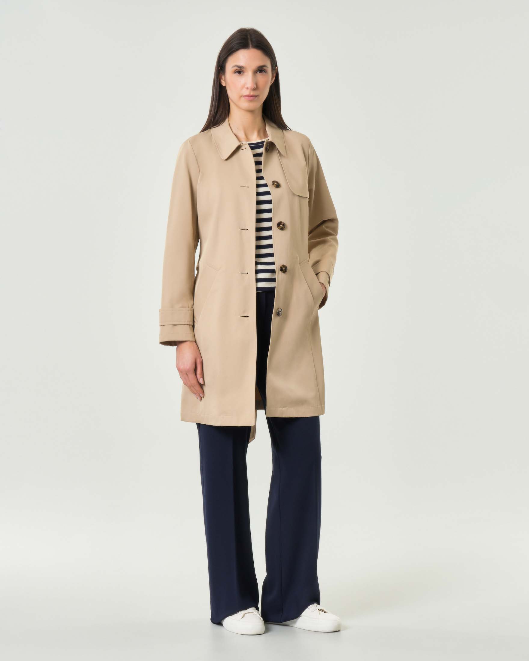 Trench beige Emme Marella monopetto antigoccia con collo a camicia image