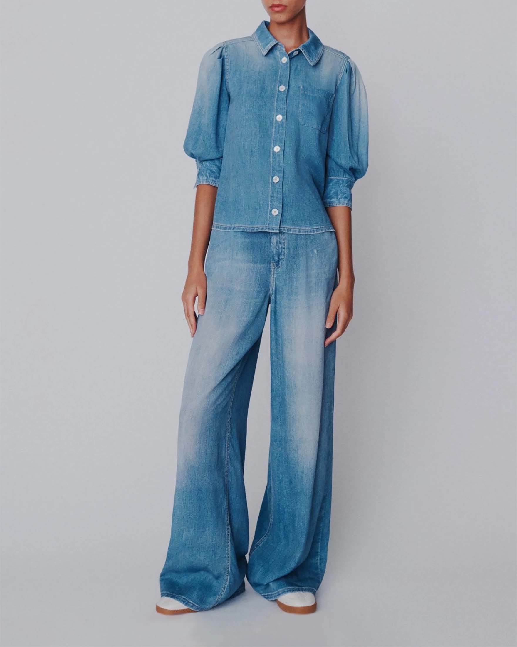 Jeans wide leg Marella Sport lavaggio chiaro stone washed in viscosa
