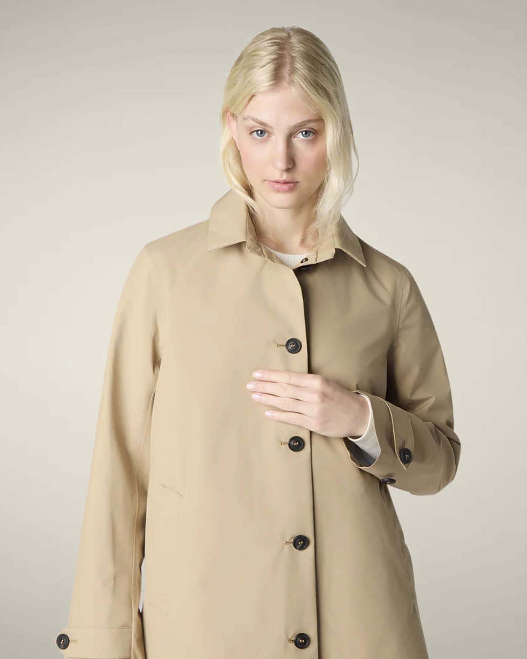 Trench Save The Duck cammello monopetto con cappuccio rimovibile e regolabile image