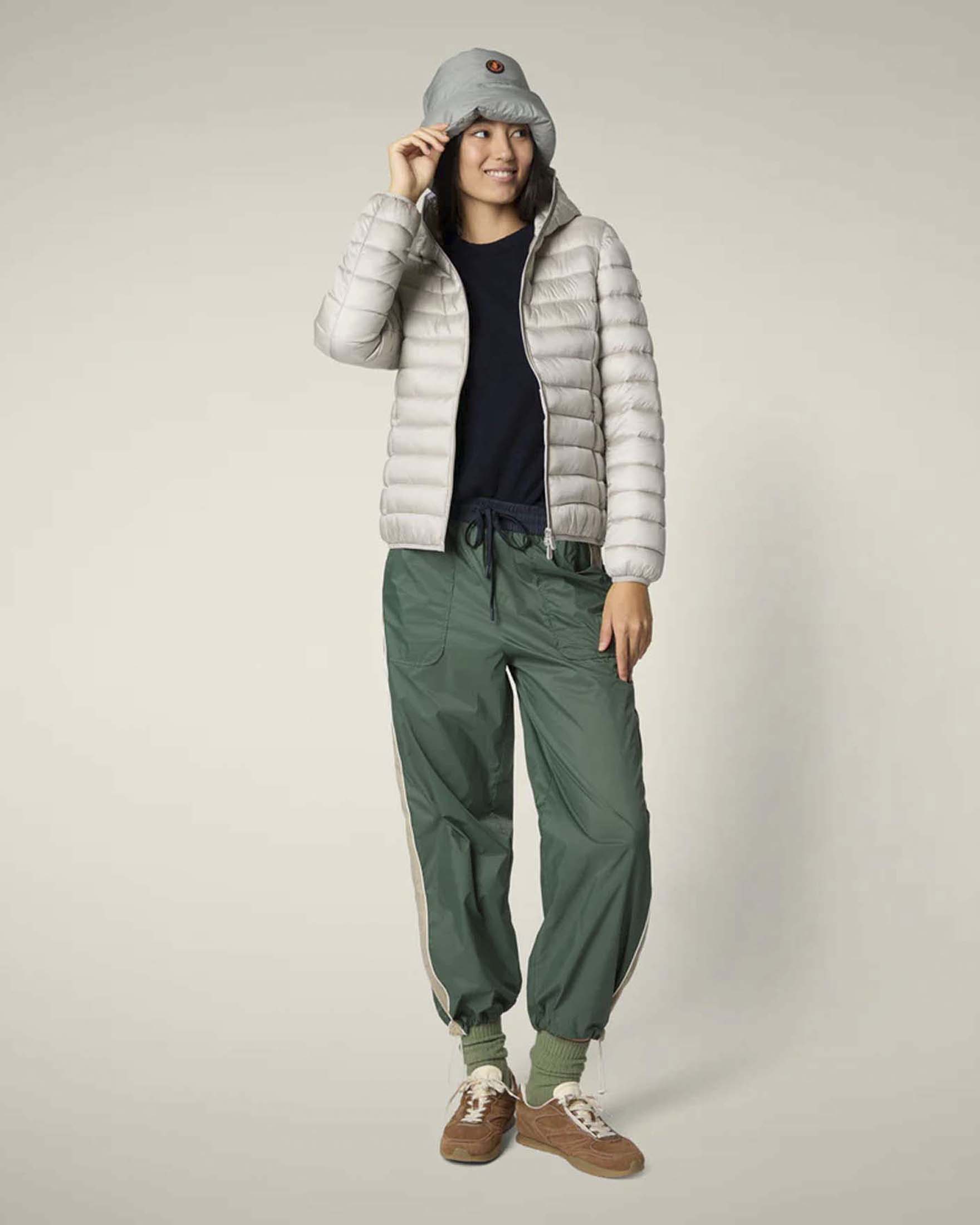 Piumino leggero Save The Duck beige trapuntato con cappuccio e chiusura a doppio cursore image