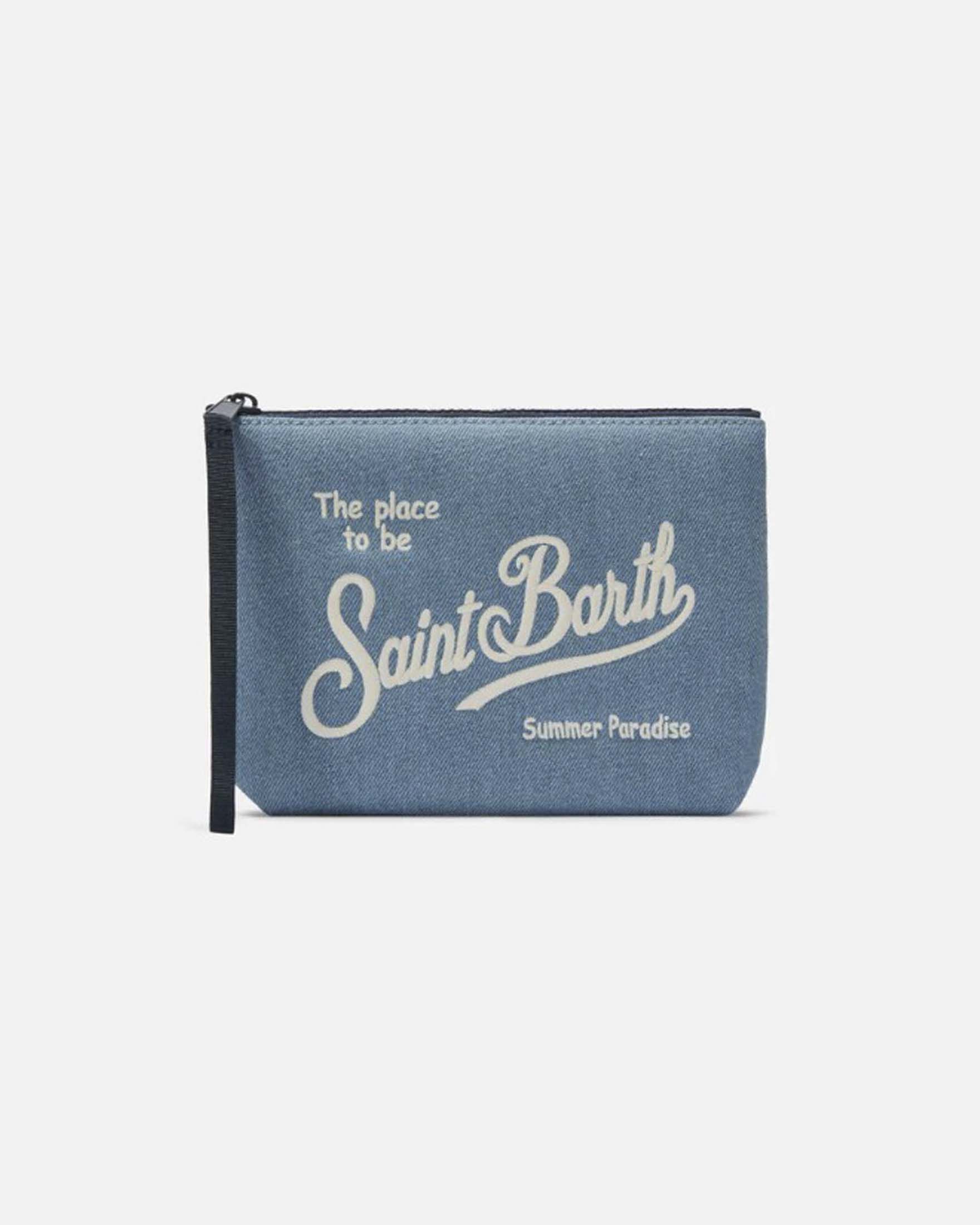 Pochette Aline in denim di cotone a lavaggio chiaro