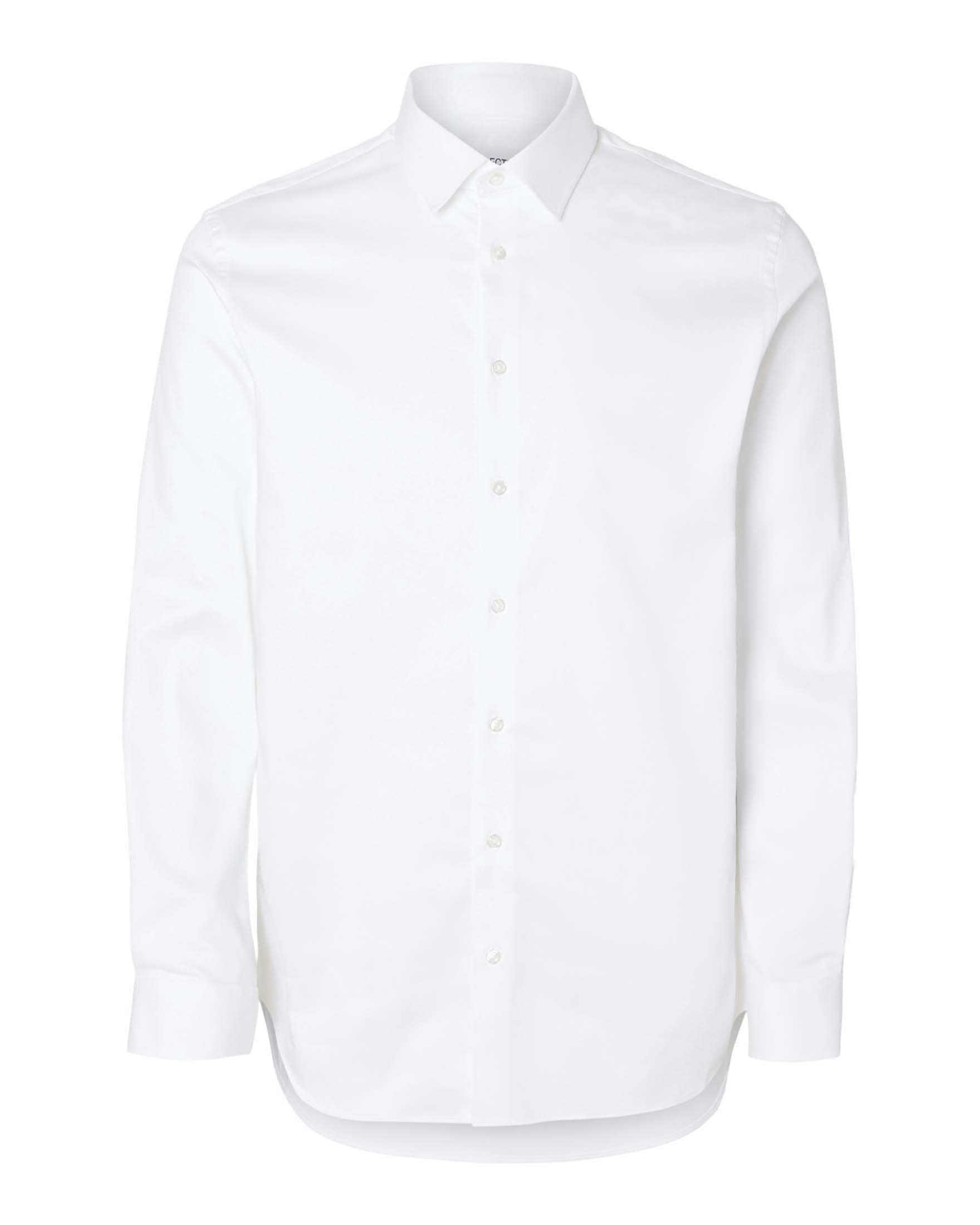 Camicia bianca Selected Homme in twill di cotone stretch
