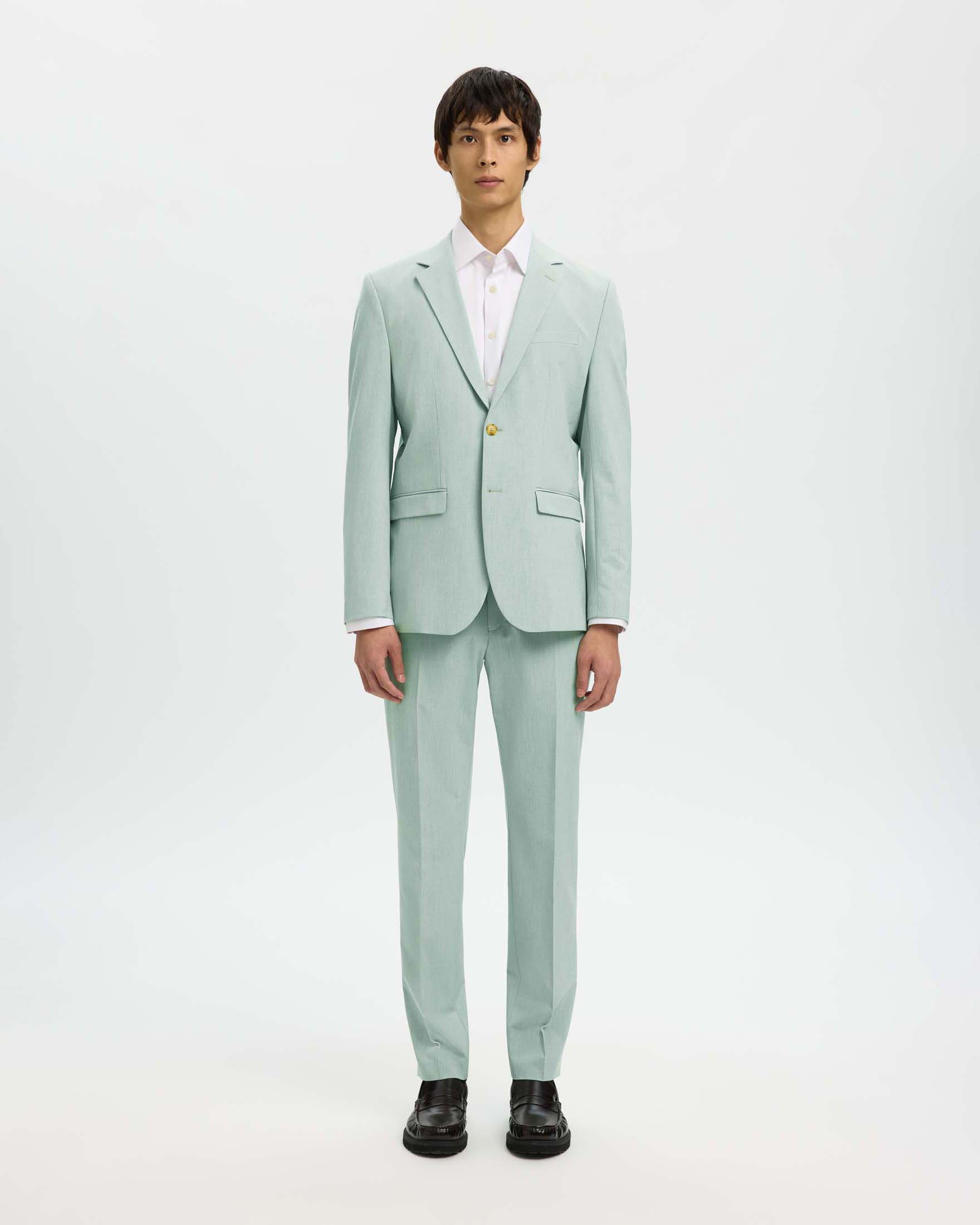 Pantaloni slim Selected Homme verde acqua in tela di misto viscosa stretch