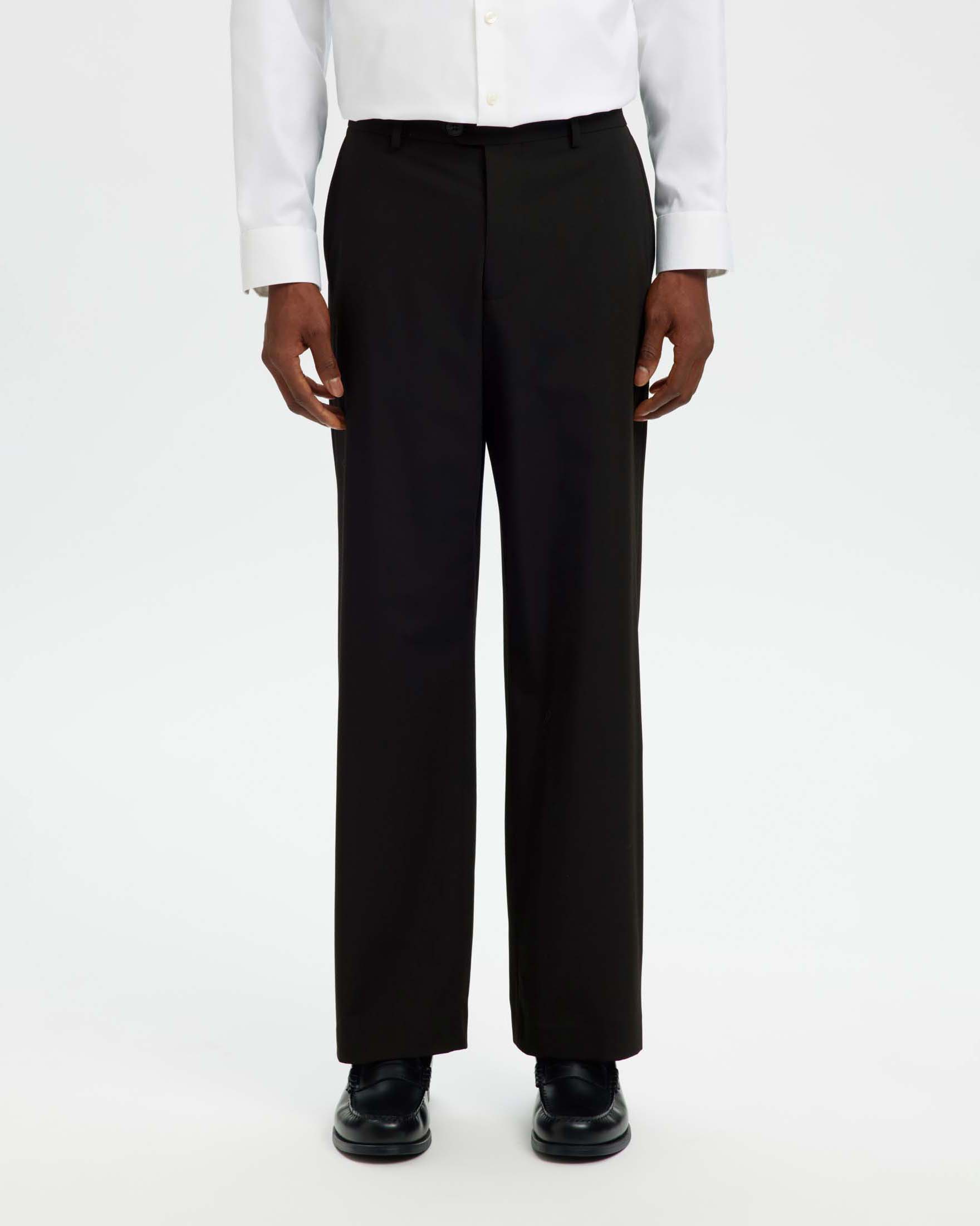 Pantaloni loose-fit Selected Homme neri in tela di misto viscosa stretch