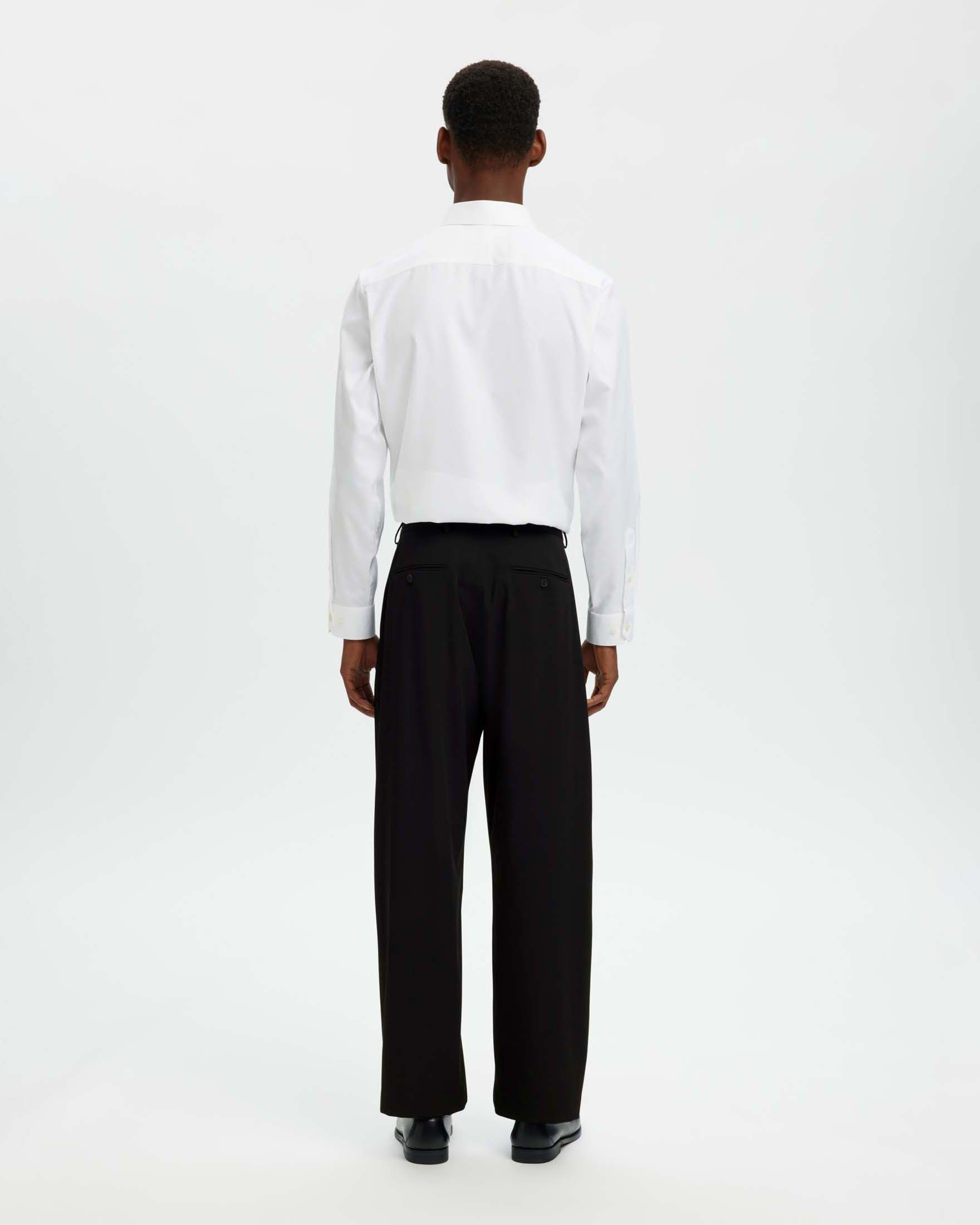 Pantaloni loose-fit Selected Homme neri in tela di misto viscosa stretch image