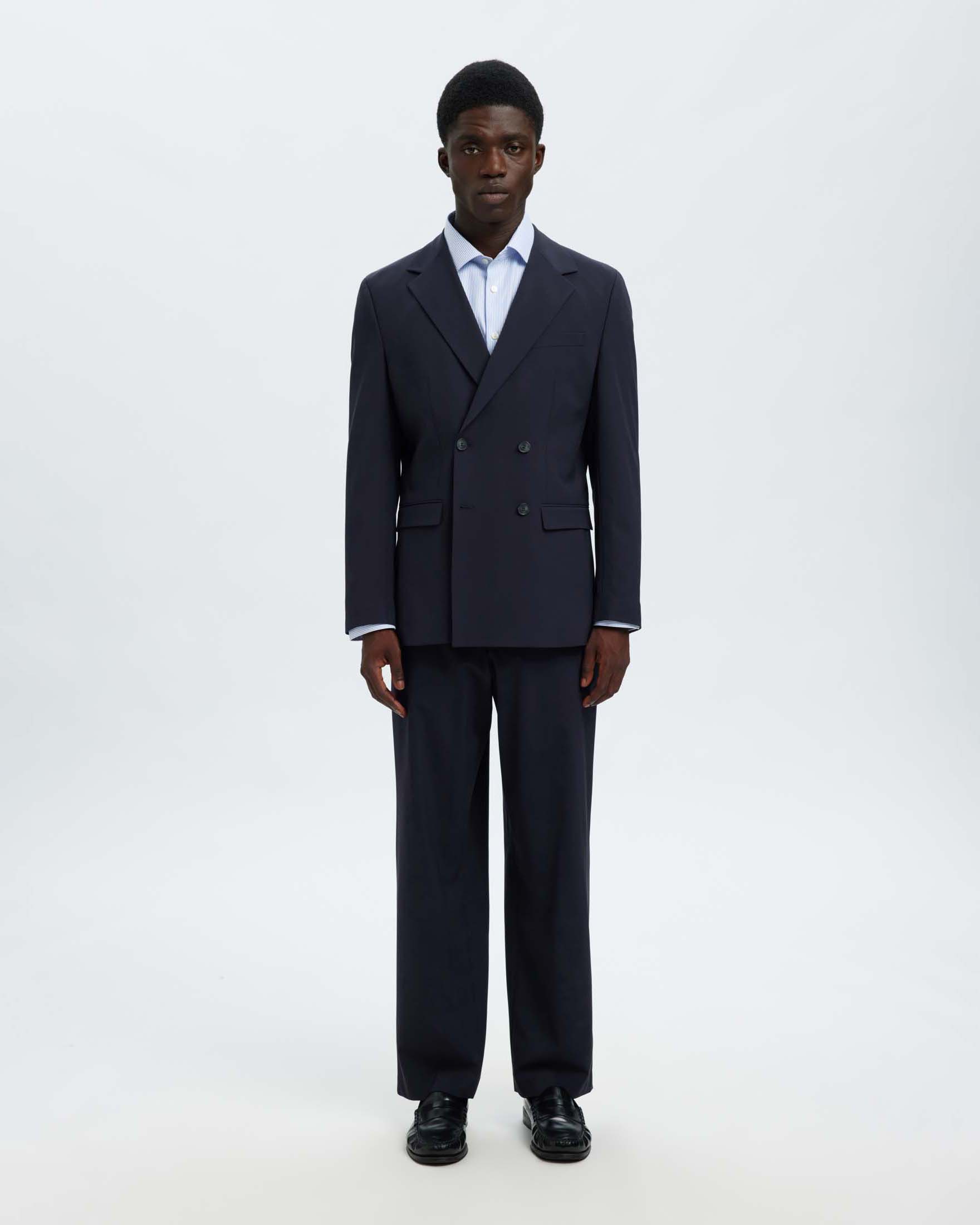 Pantaloni loose-fit Selected Homme blu in tela di misto viscosa stretch