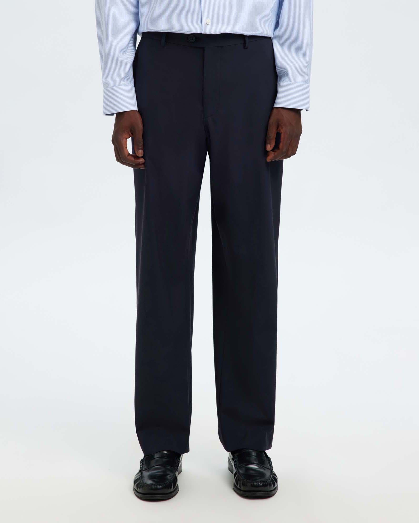 Pantaloni loose-fit Selected Homme blu in tela di misto viscosa stretch image