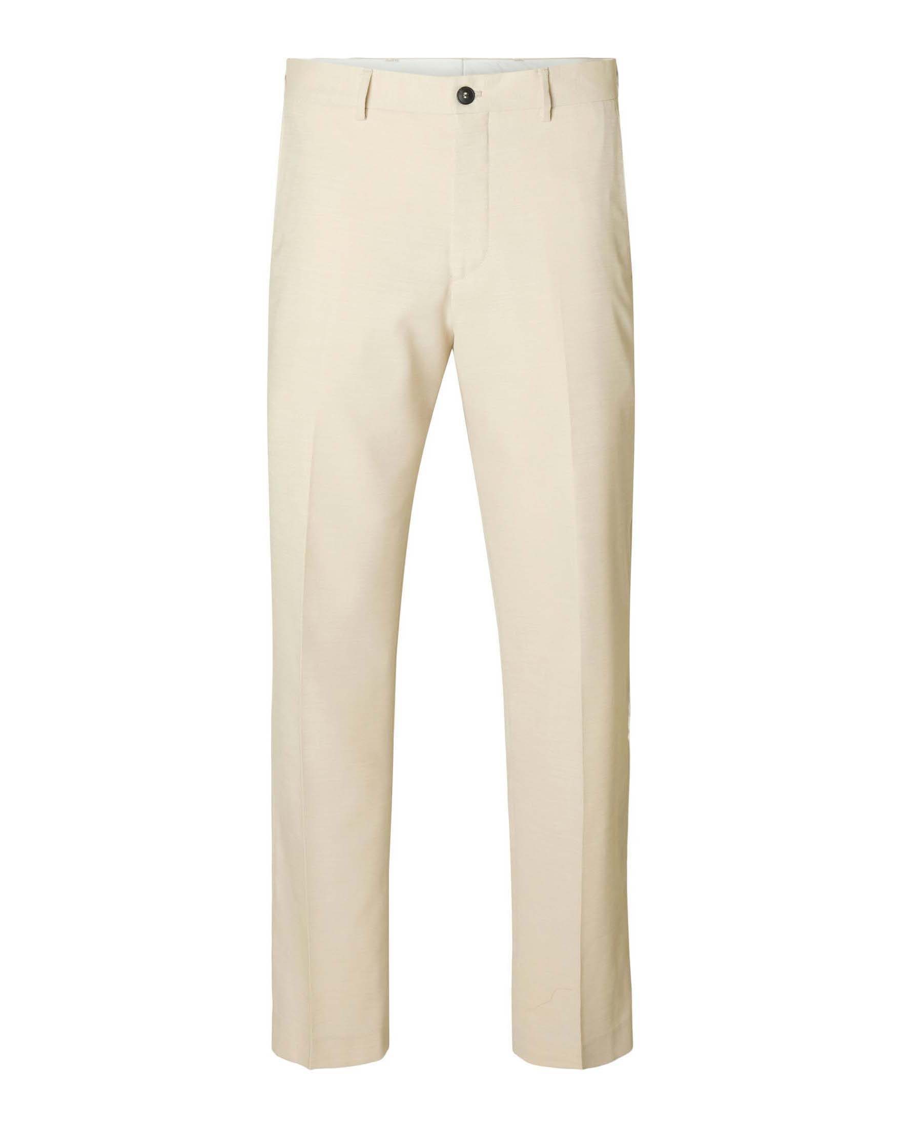 Pantaloni slim Selected Homme beige in tela di misto lana stretch microarmatura