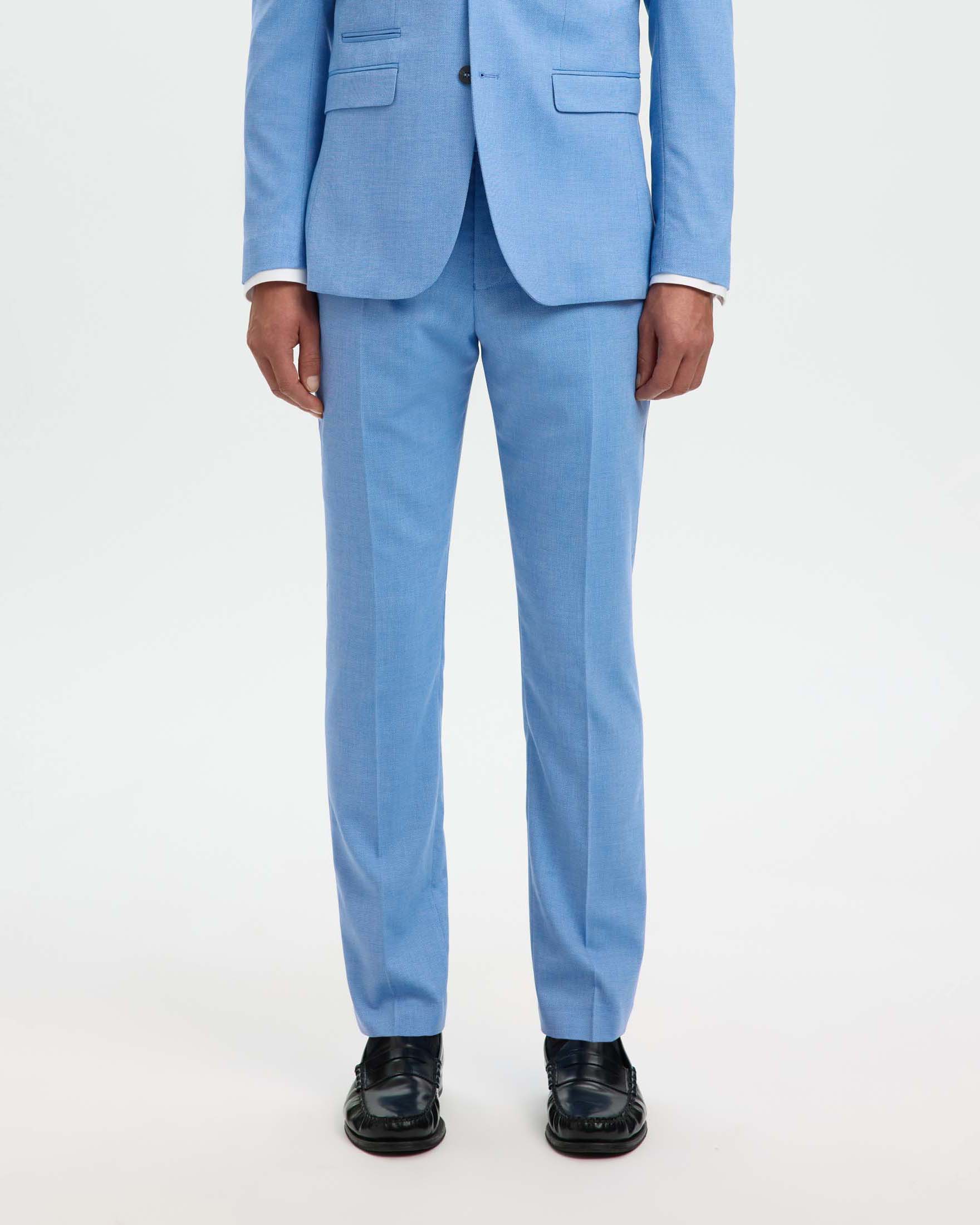 Pantaloni slim Selected Homme celesti in tela di misto lana stretch microarmatura image