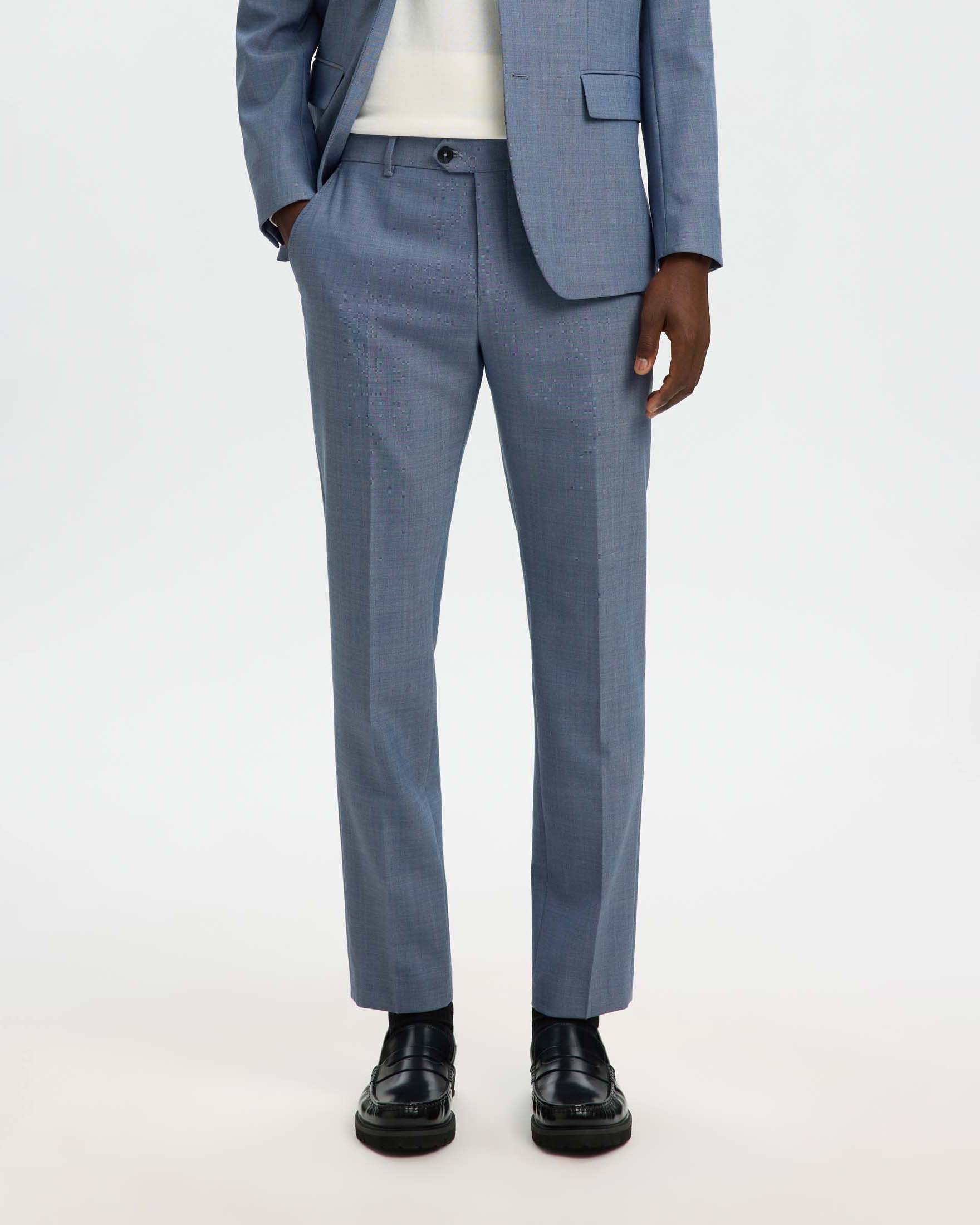 Pantaloni slim Selected Homme avio in tela di misto lana stretch microarmatura image