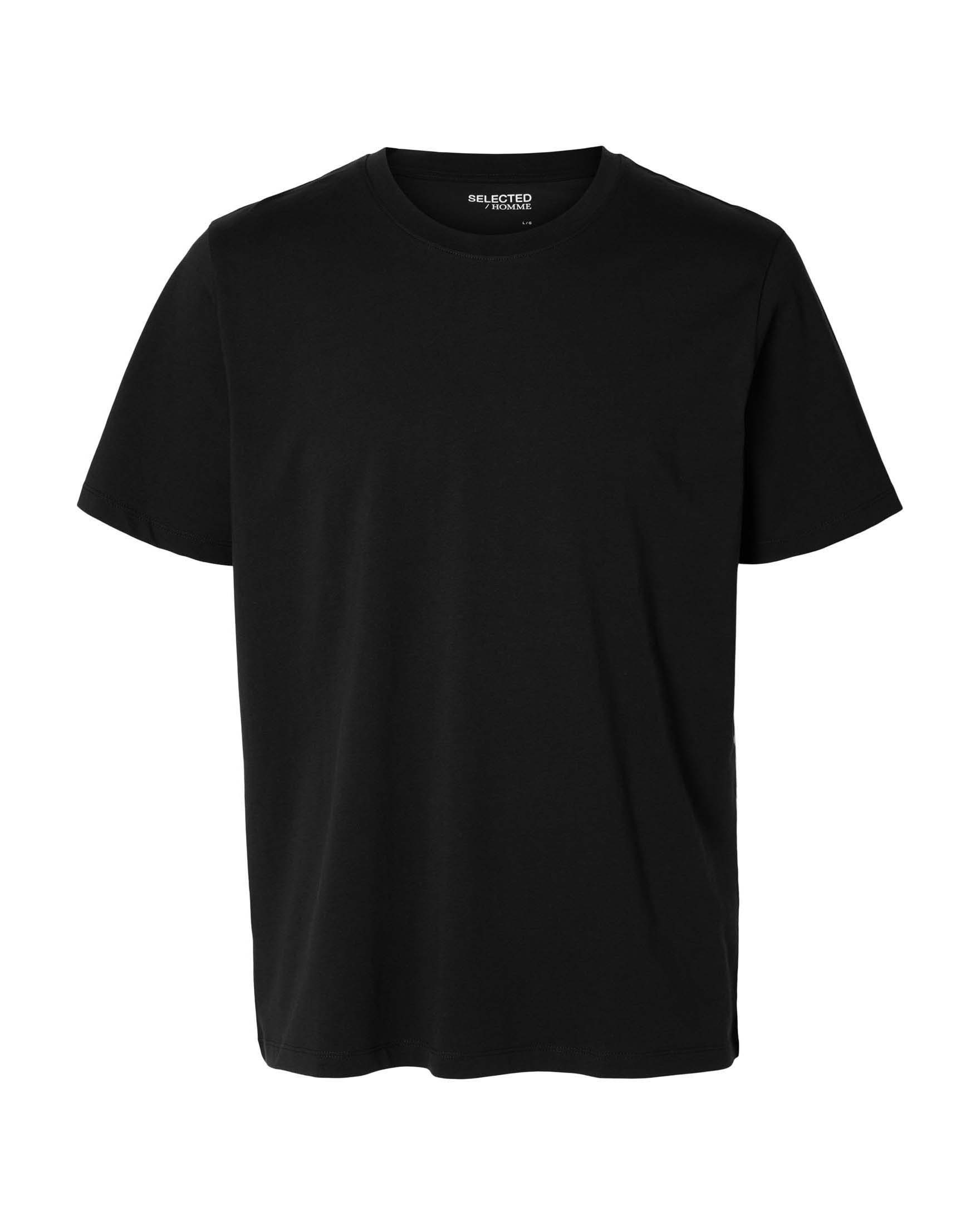 T-shirt nera Selected Homme mezza manica in puro cotone