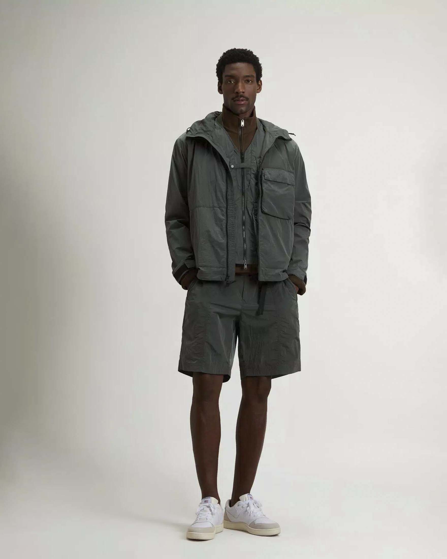 Giubbino Woolrich Shiny  Nylon Hooded Jacket verde militare