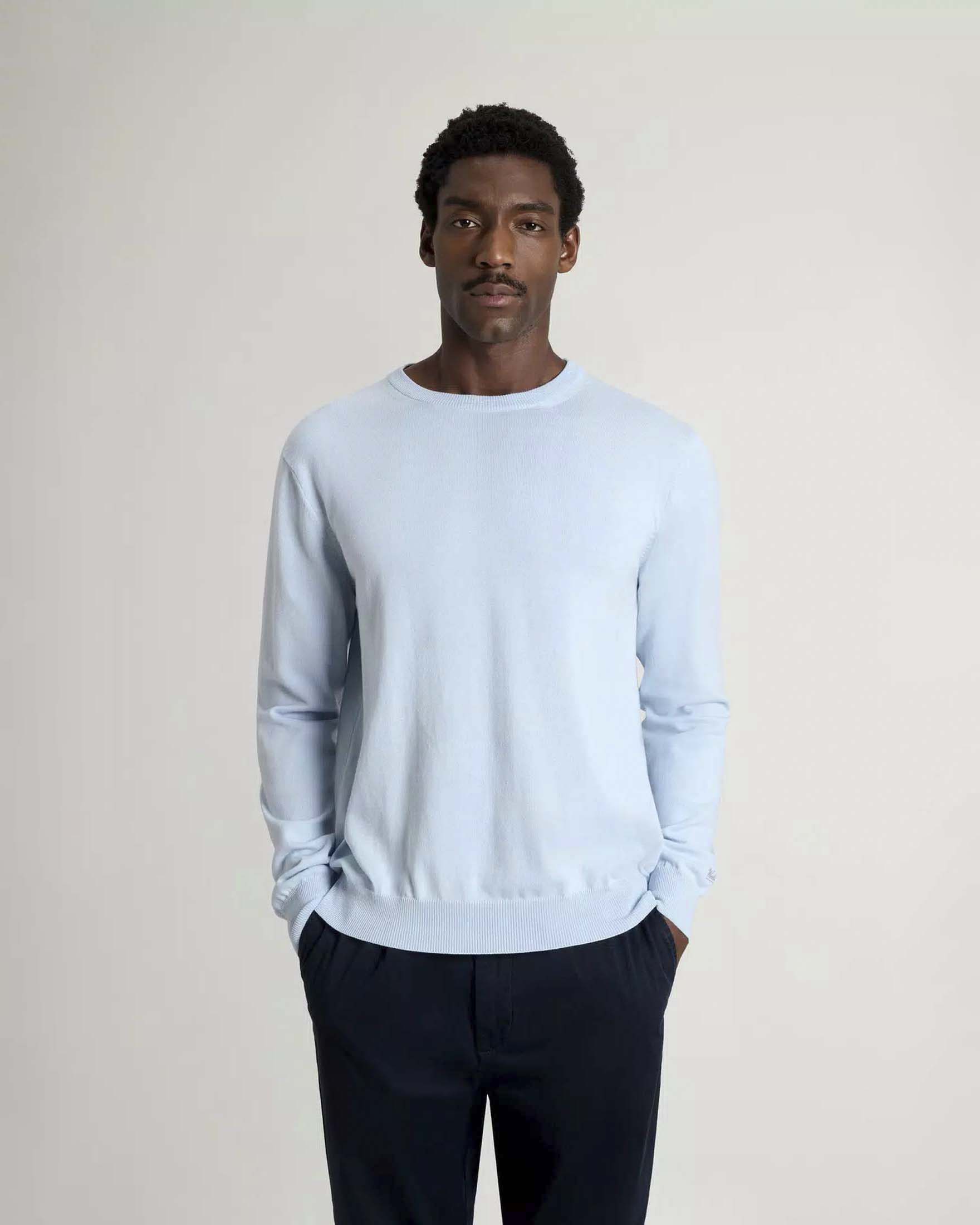 Maglia Woolrich azzurra girocollo in puro cotone image