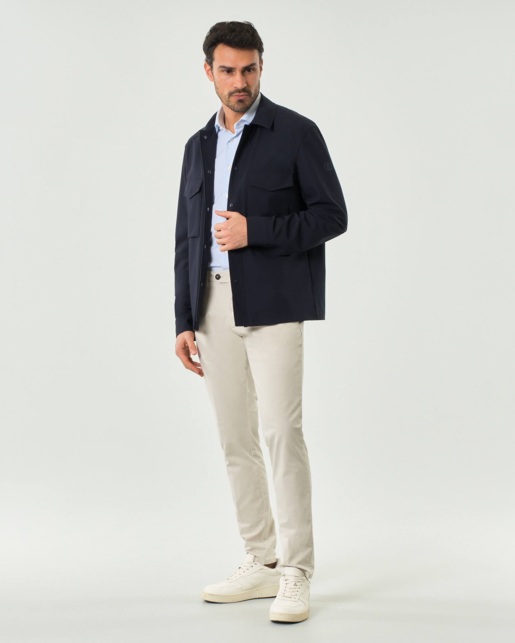 Giacca camicia Duno blu in tessuto tecnico elasticizzato image
