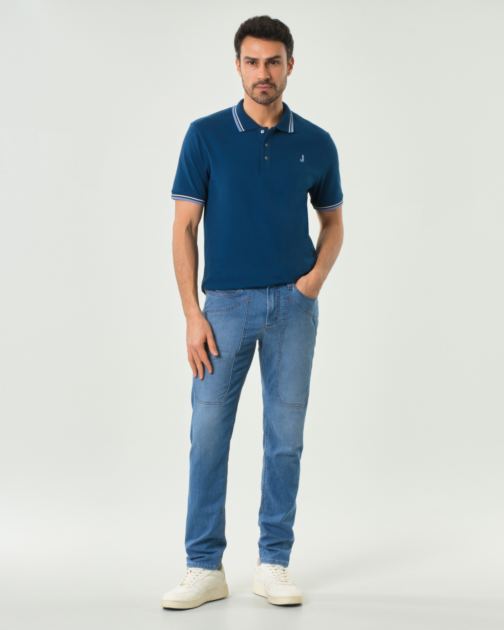 Jeans PA077 lavaggio chiaro super stone washed con toppa