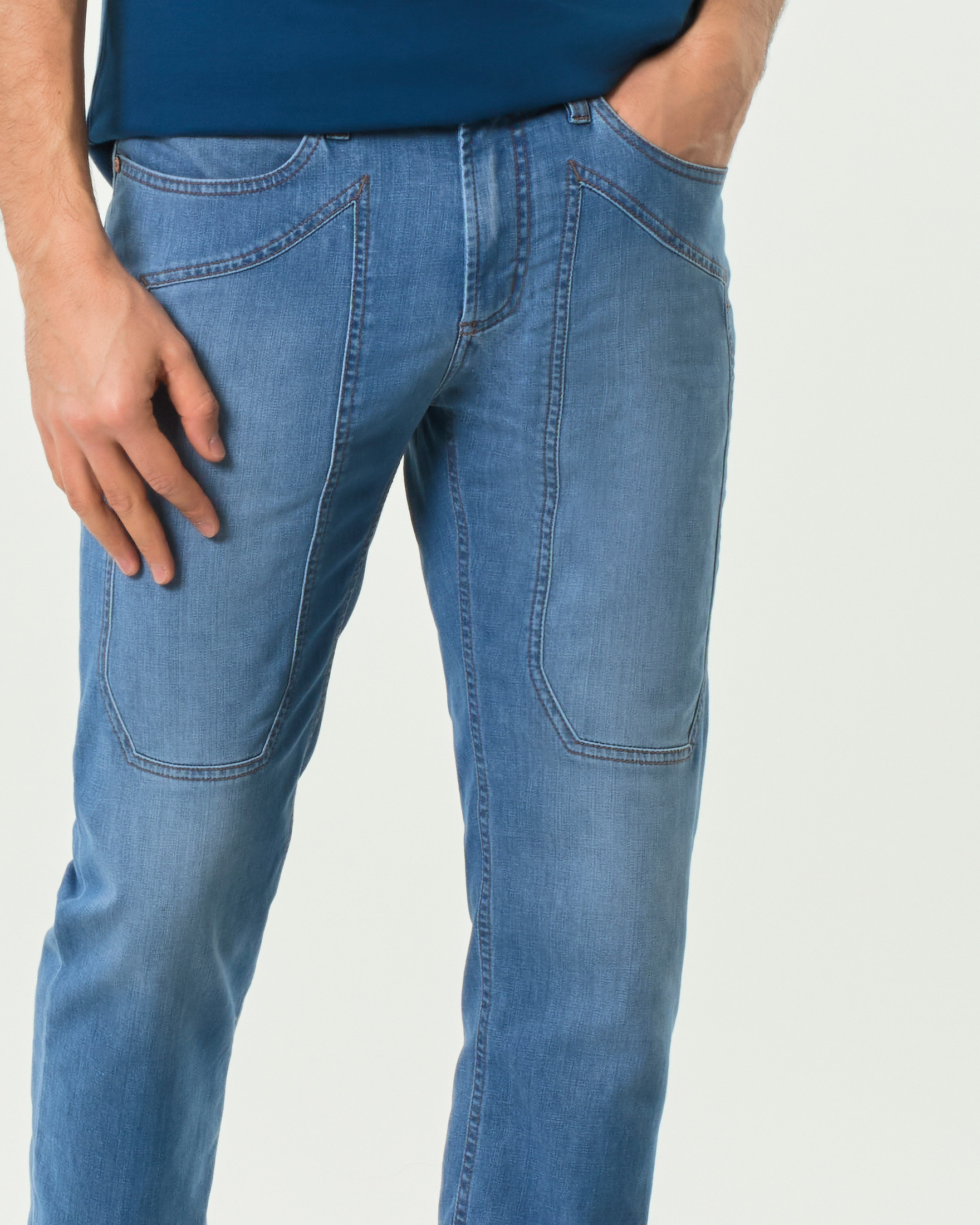 Jeans Jeckerson PA077 lavaggio chiaro super stone washed con toppa image