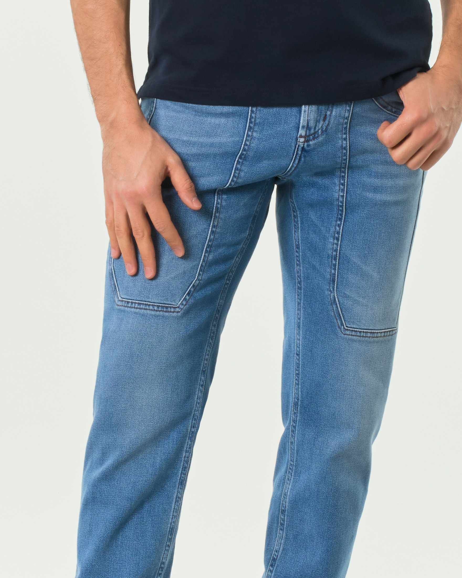 Jeans Jeckerson PA077 lavaggio chiaro super stone washed con toppa image