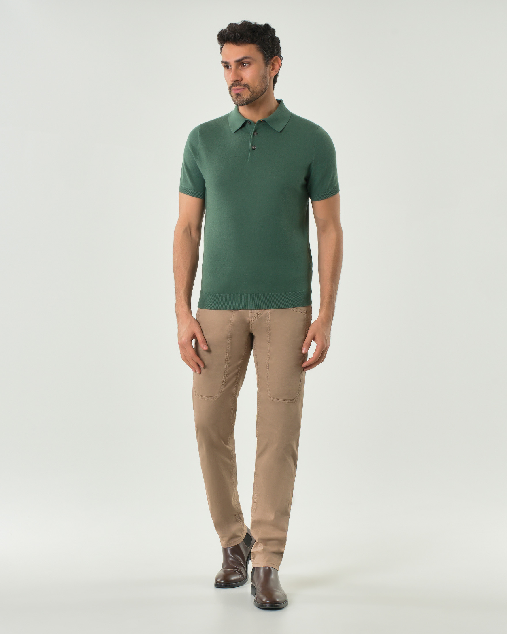 Pantalone Jeckerson color noce cinque tasche modello PA077 in gabardina di cotone stretch con toppa
