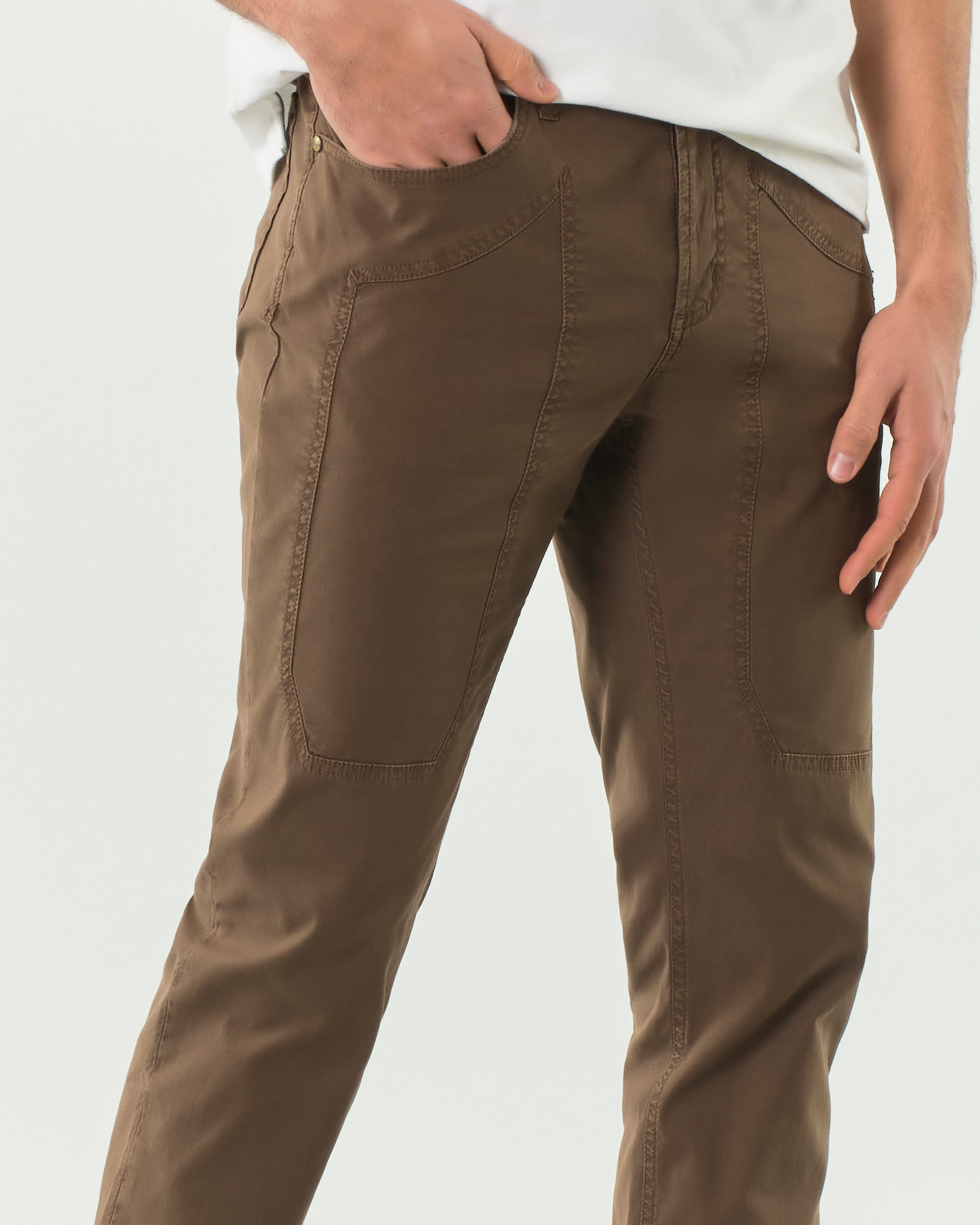 Pantalone Jeckerson marrone cinque tasche modello PA077 in cotone stretch image