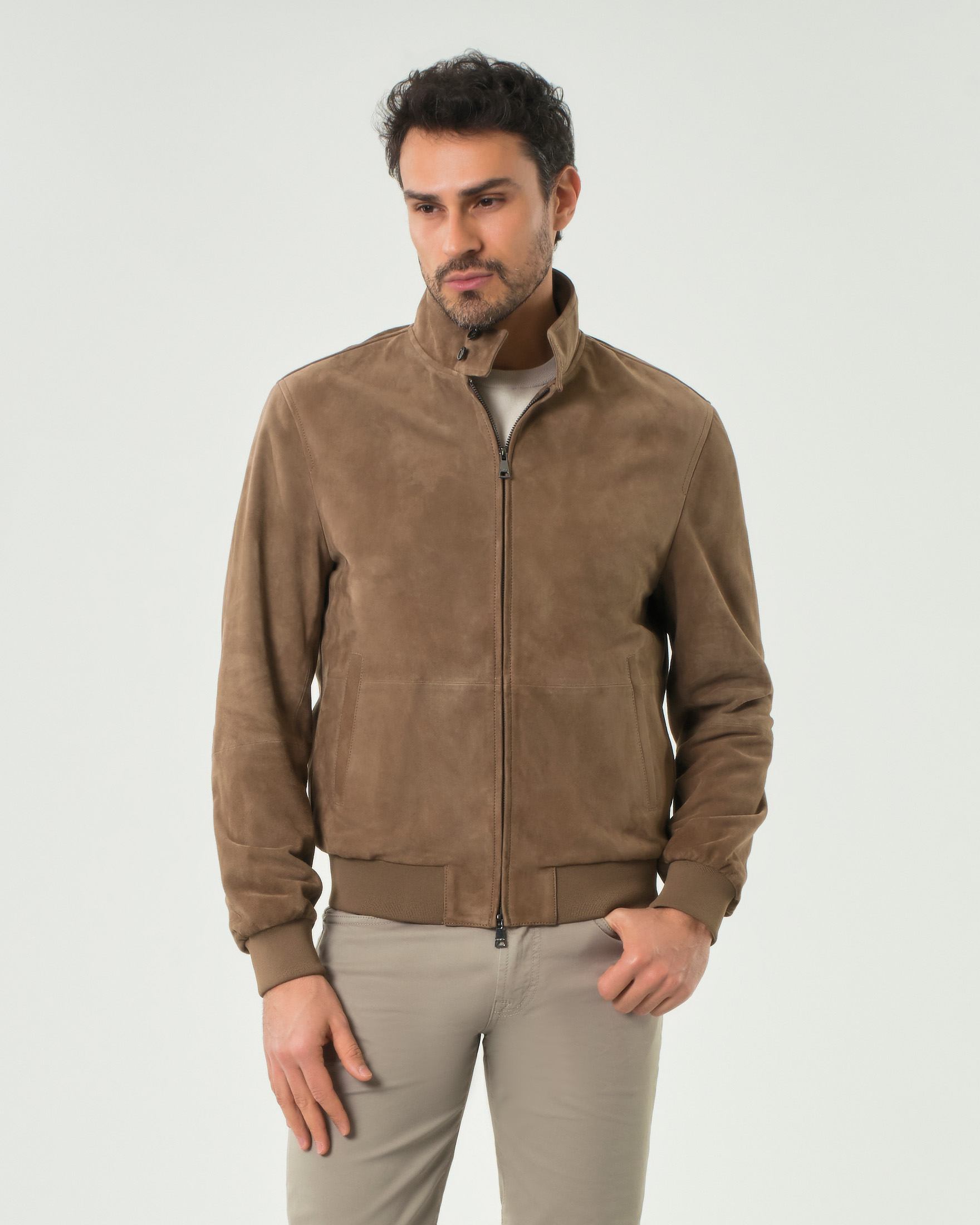 Bomber Mabrun color cammello in suede