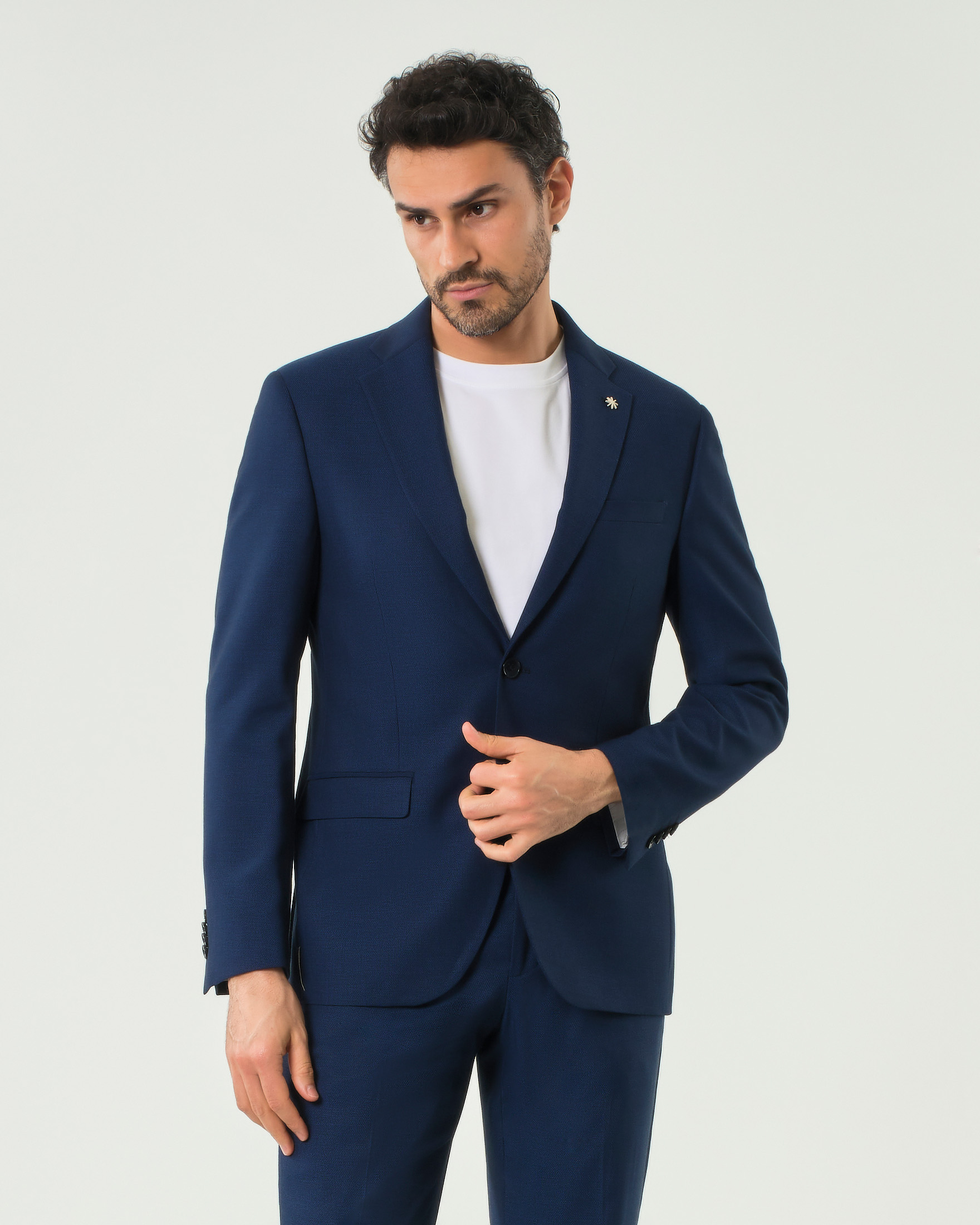 Abito Manuel Ritz blu in tela di viscosa stretch micro armatura image